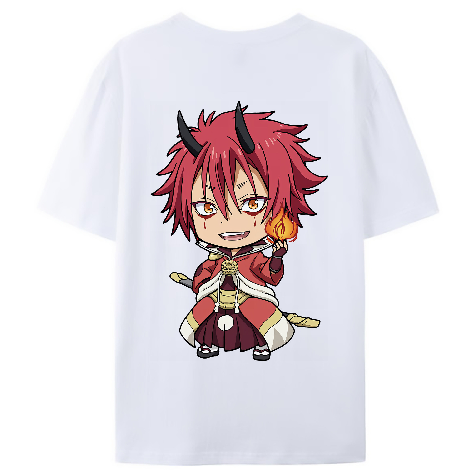 （画像用） 転スラ Regarding Reincarnated to Slime 綿100％ メンズ半袖Tシャツ（バックプリント） 通気性