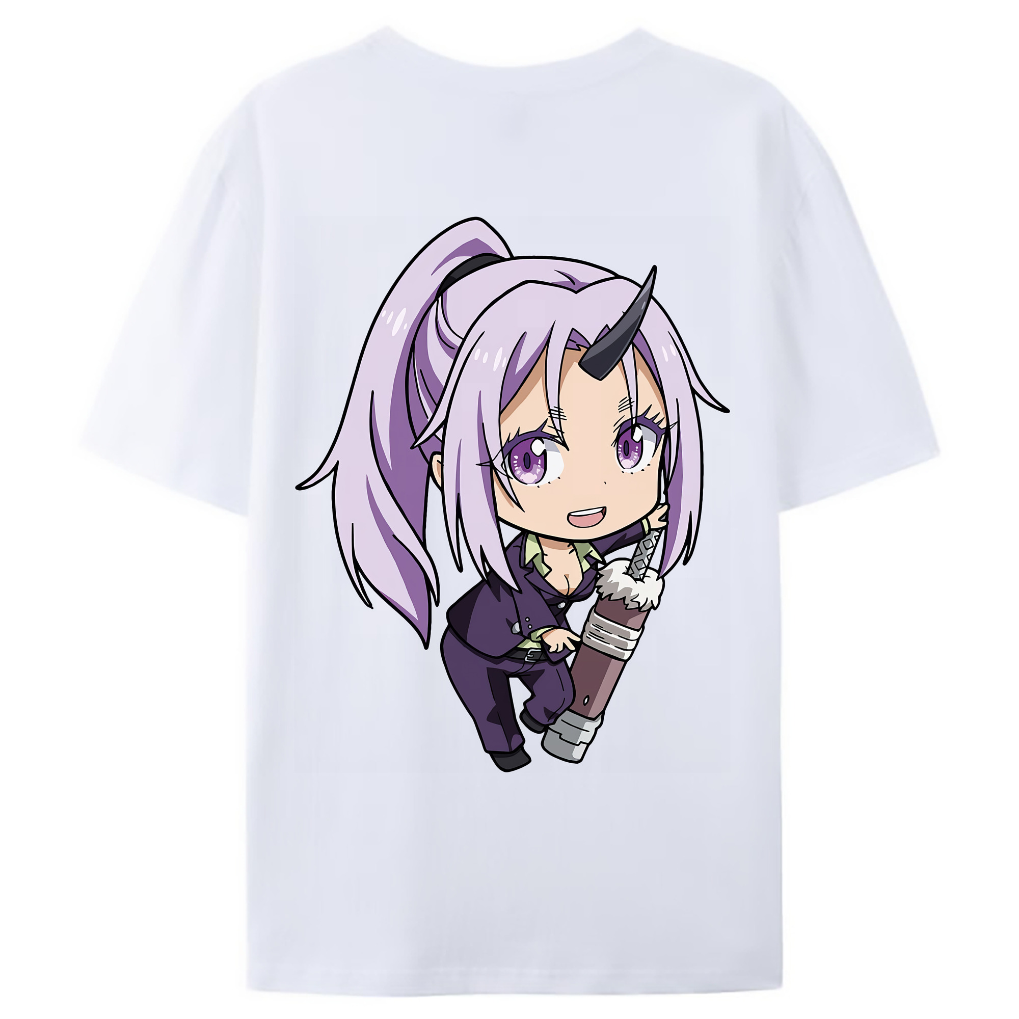 （画像用） 転スラ Regarding Reincarnated to Slime 綿100％ メンズ半袖Tシャツ（バックプリント） 通気性