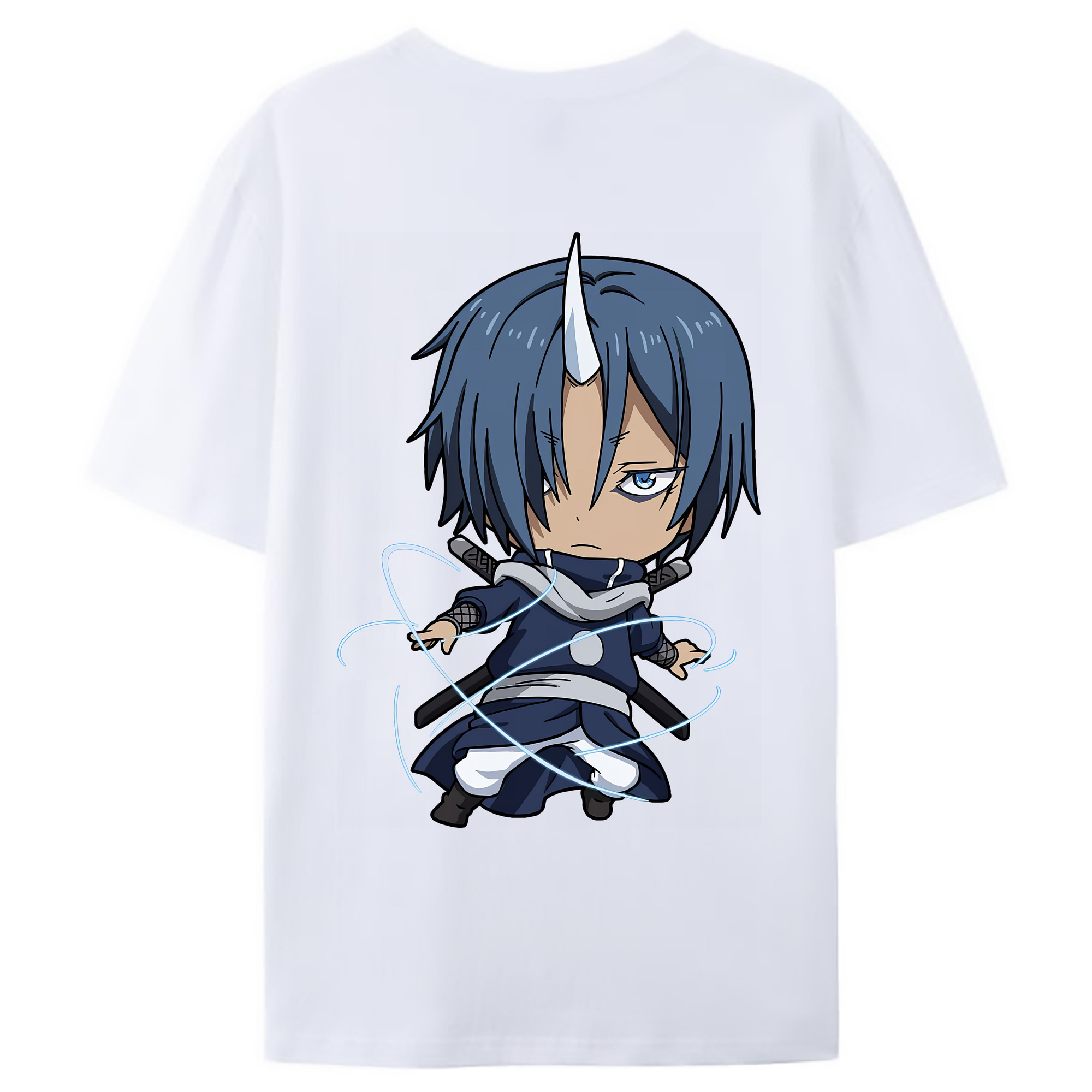 （画像用） 転スラ Regarding Reincarnated to Slime 綿100％ メンズ半袖Tシャツ（バックプリント） 通気性