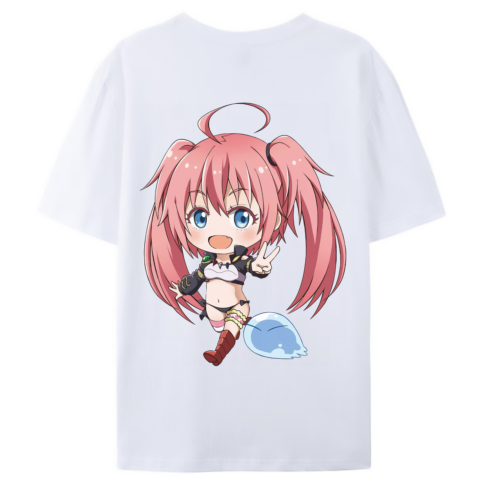 （画像用） 転スラ Regarding Reincarnated to Slime 綿100％ メンズ半袖Tシャツ（バックプリント） 通気性
