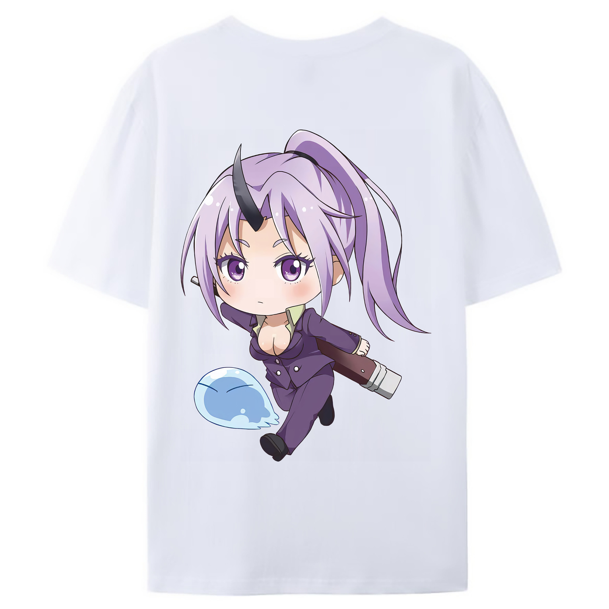 （画像用） 転スラ Regarding Reincarnated to Slime 綿100％ メンズ半袖Tシャツ（バックプリント） 通気性