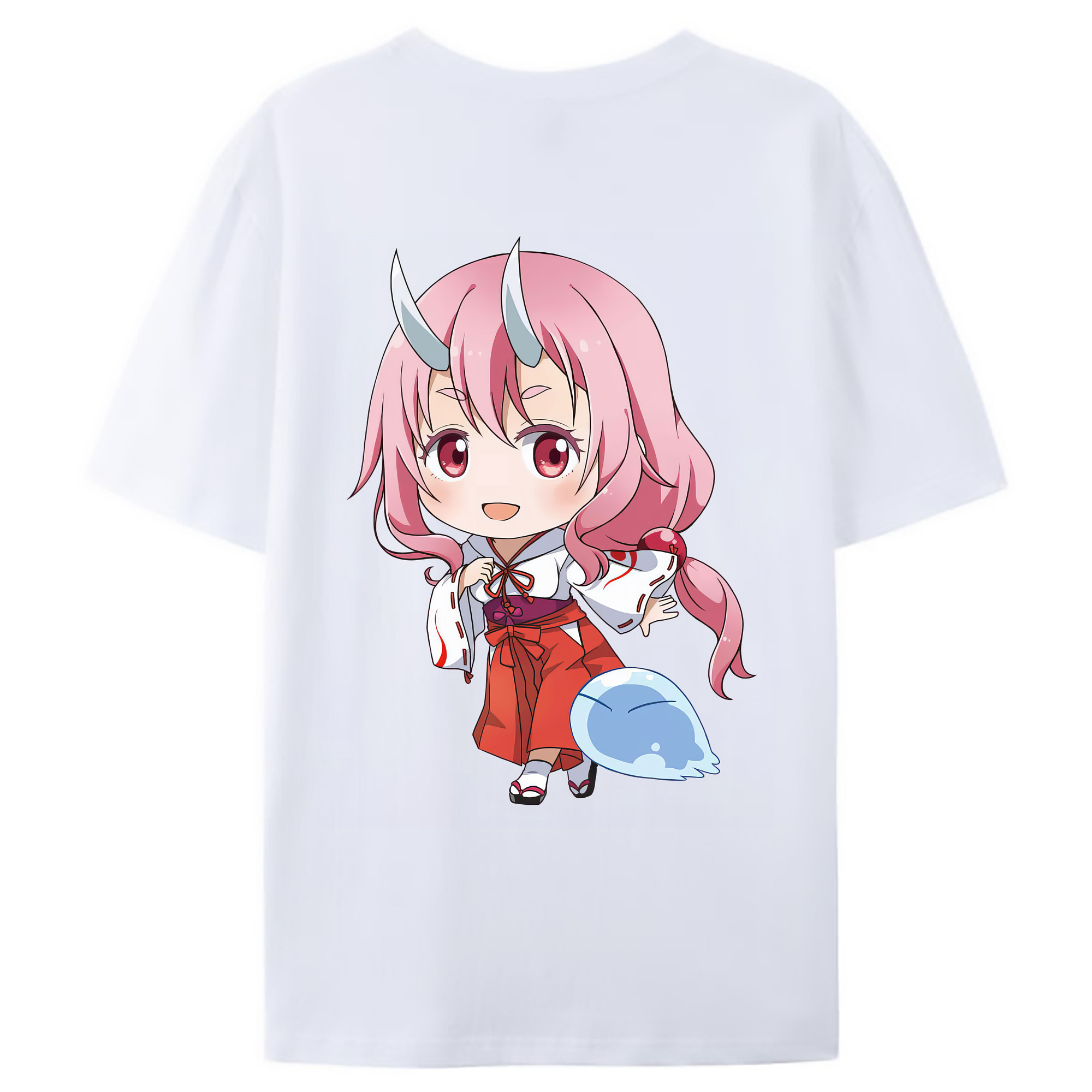 （画像用） 転スラ Regarding Reincarnated to Slime 綿100％ メンズ半袖Tシャツ（バックプリント） 通気性