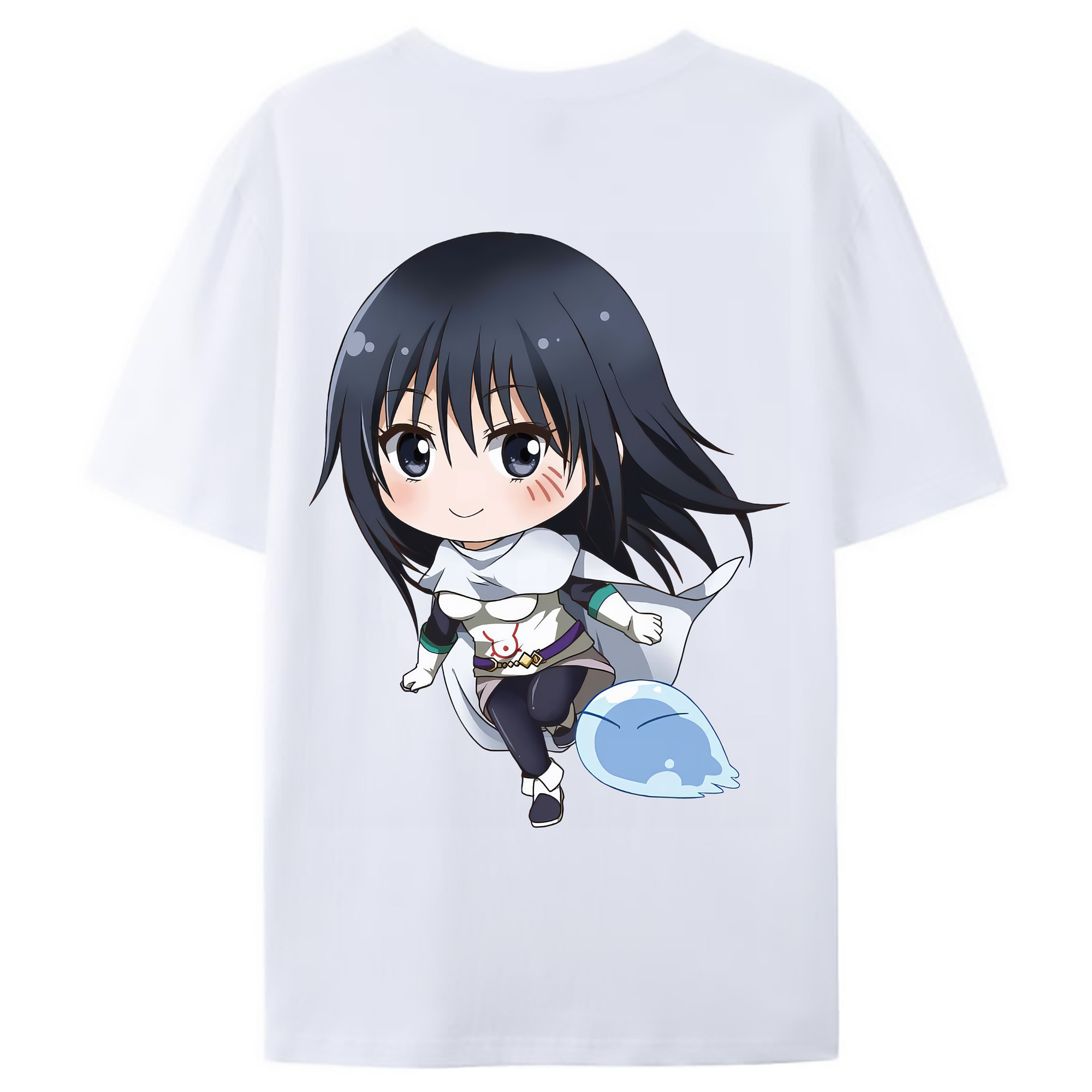 （画像用） 転スラ Regarding Reincarnated to Slime 綿100％ メンズ半袖Tシャツ（バックプリント） 通気性