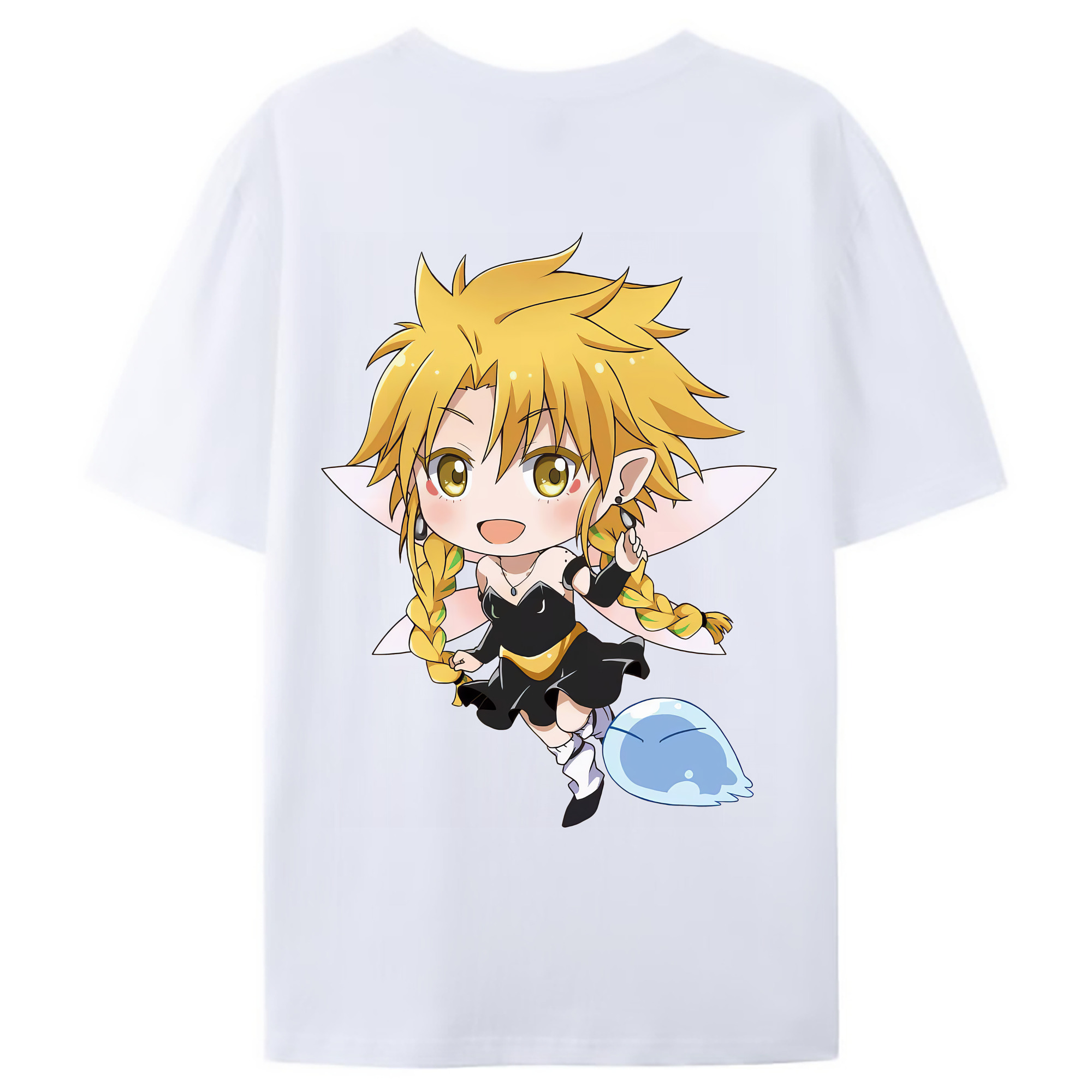 （画像用） 転スラ Regarding Reincarnated to Slime 綿100％ メンズ半袖Tシャツ（バックプリント） 通気性