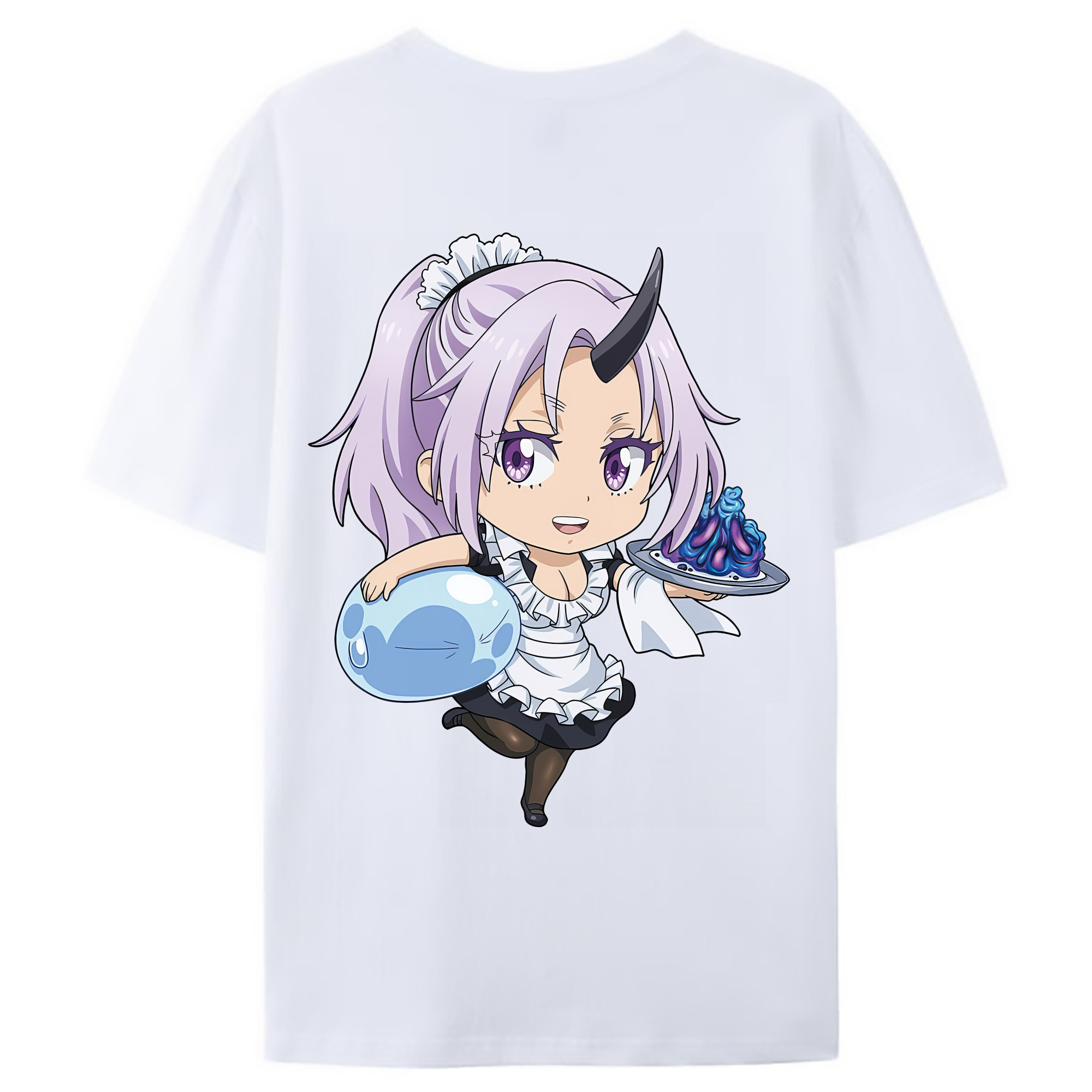 （画像用） 転スラ Regarding Reincarnated to Slime 綿100％ メンズ半袖Tシャツ（バックプリント） 通気性