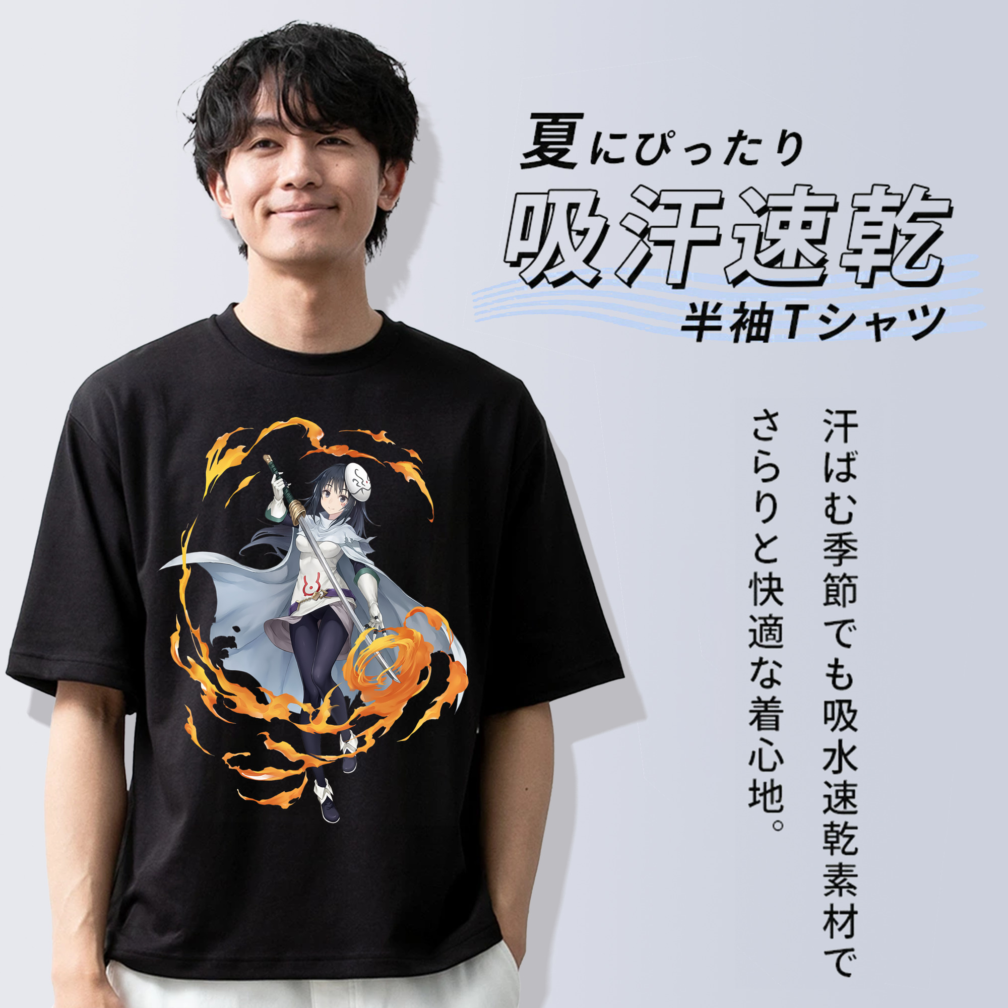 転スラ Regarding Reincarnated to Slime 綿100％ メンズ半袖Tシャツ｜肌触りやわらか＆通気性