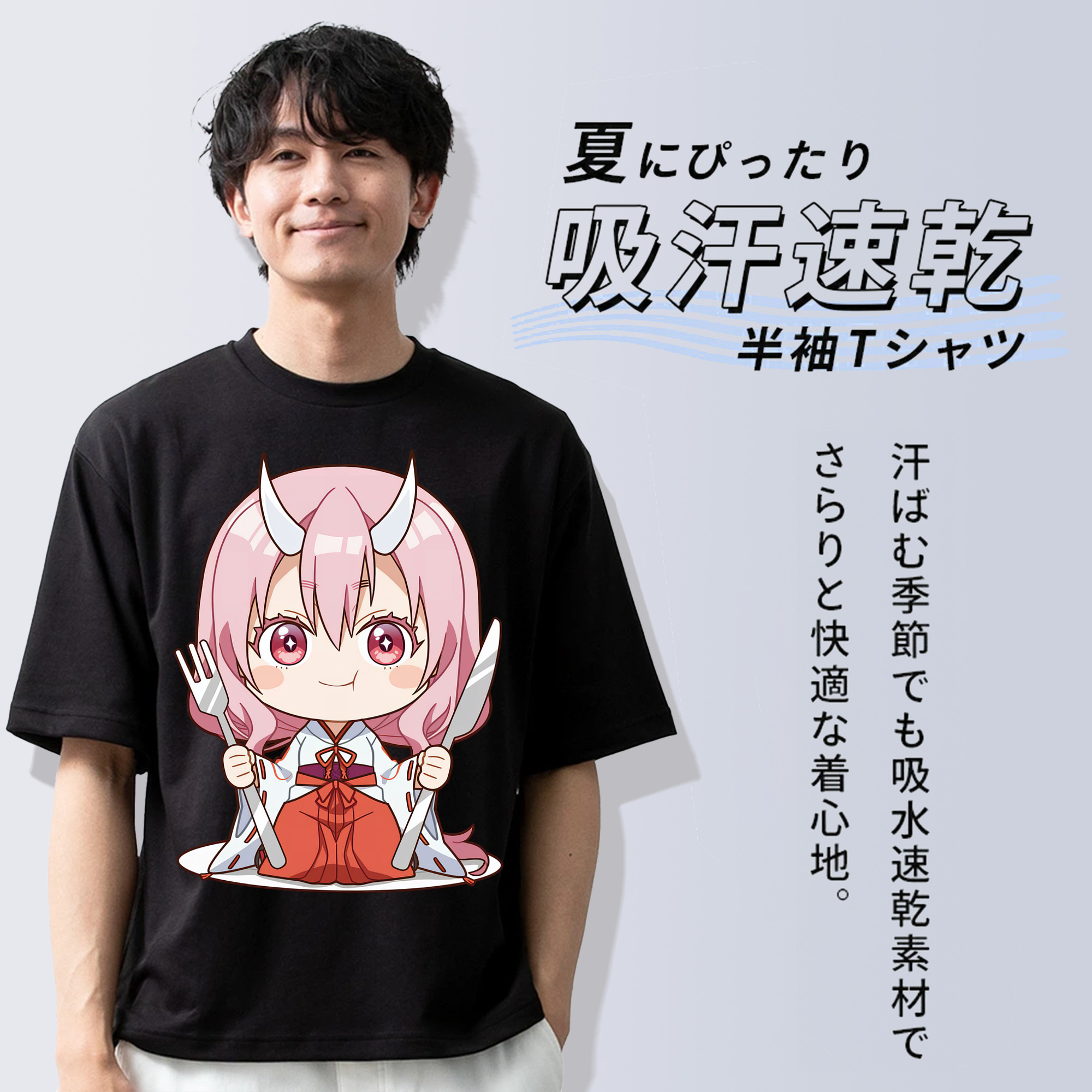 転スラ Regarding Reincarnated to Slime 綿100％ メンズ半袖Tシャツ｜肌触りやわらか＆通気性