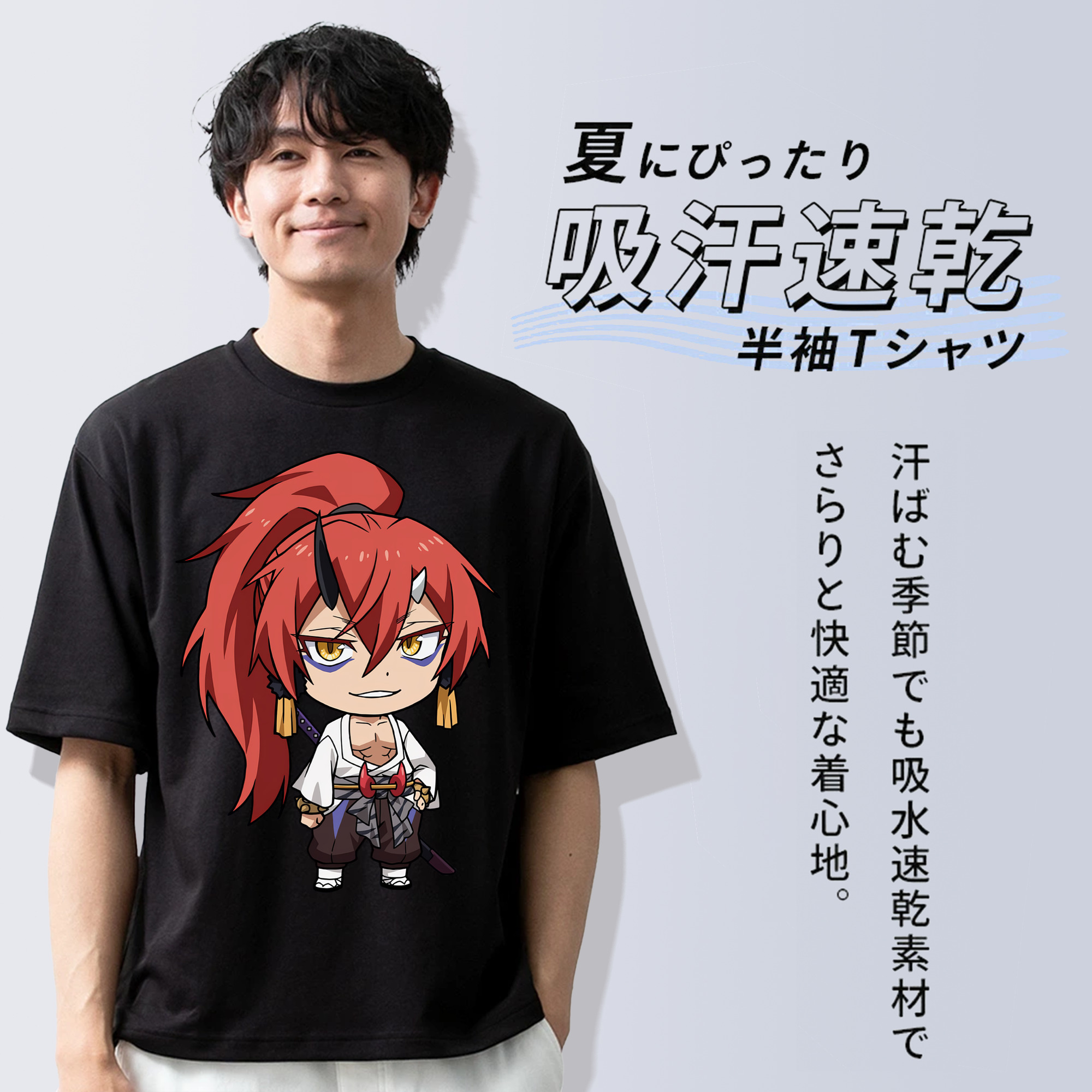 転スラ Regarding Reincarnated to Slime 綿100％ メンズ半袖Tシャツ｜肌触りやわらか＆通気性