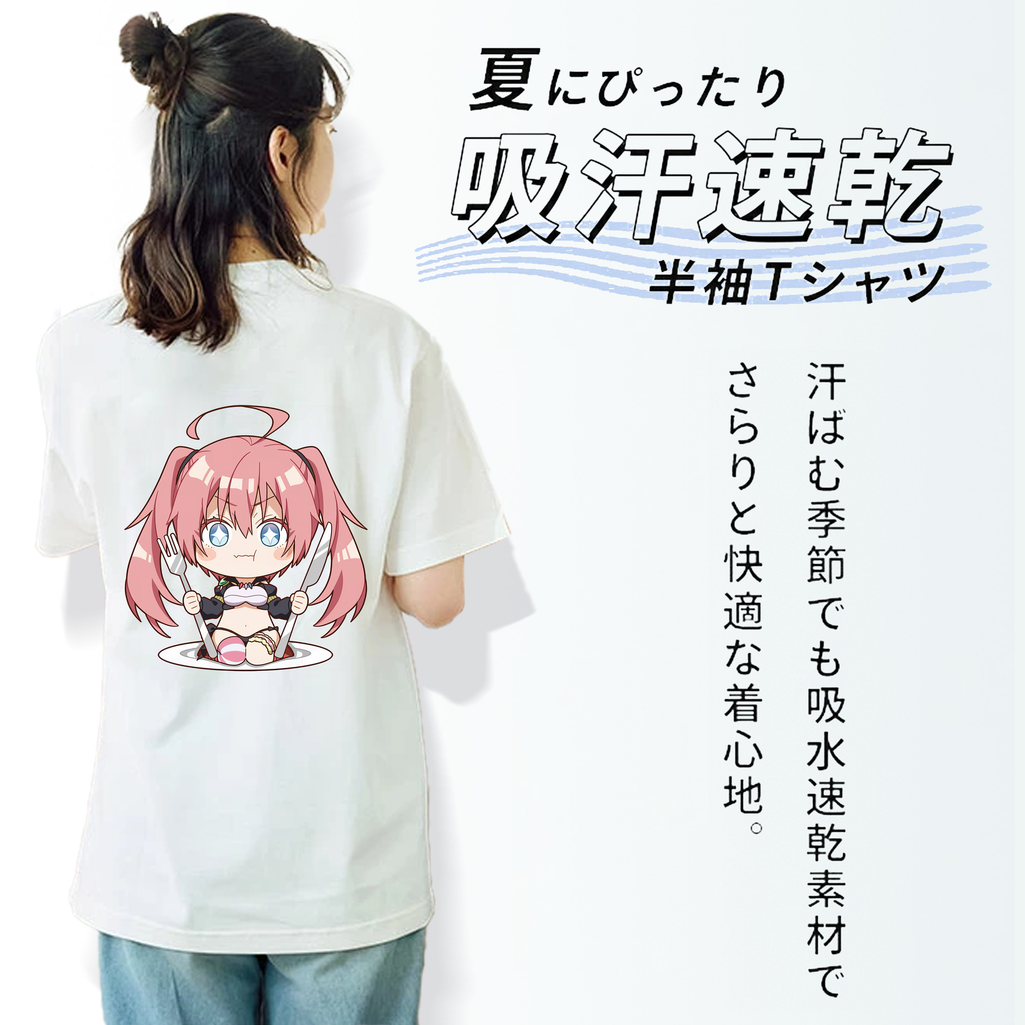 転スラ Regarding Reincarnated to Slime レディース半袖Tシャツ(バックプリント)