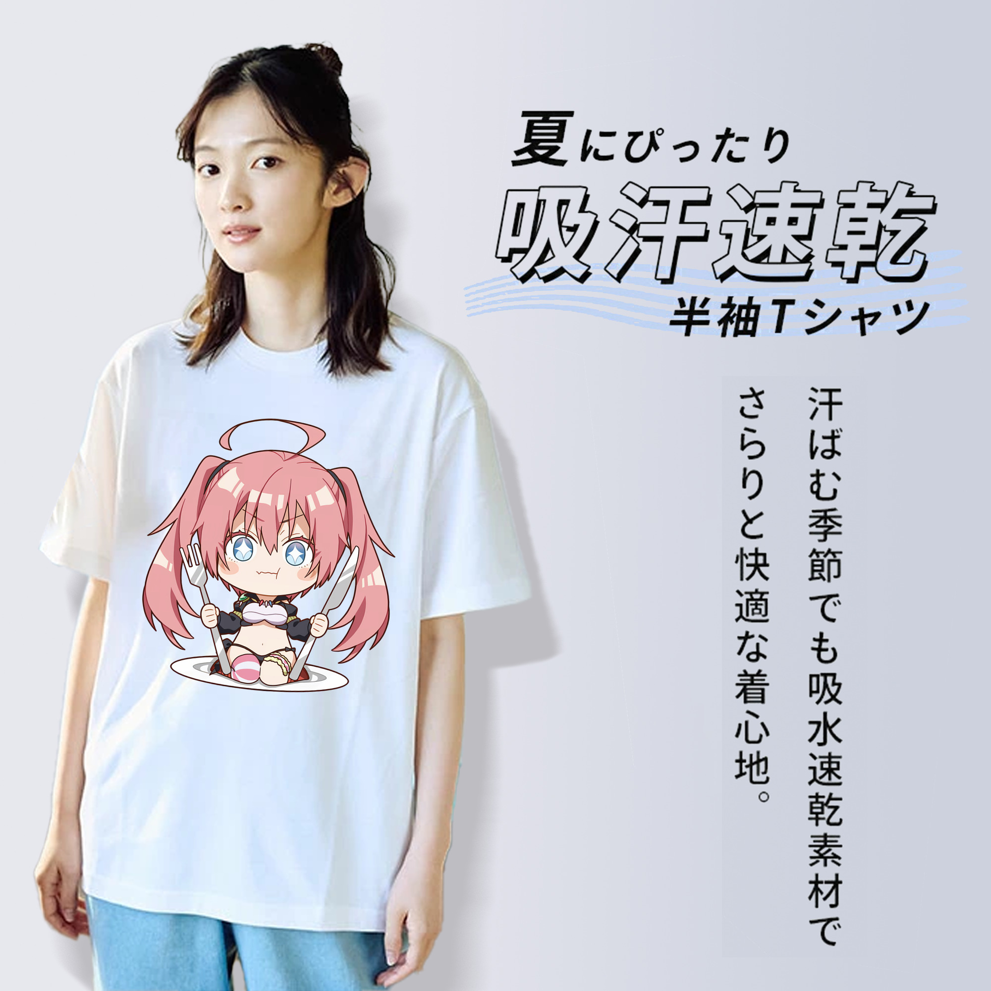 転スラ Regarding Reincarnated to Slime レディースカジュアルプリントTシャツ（綿100％）