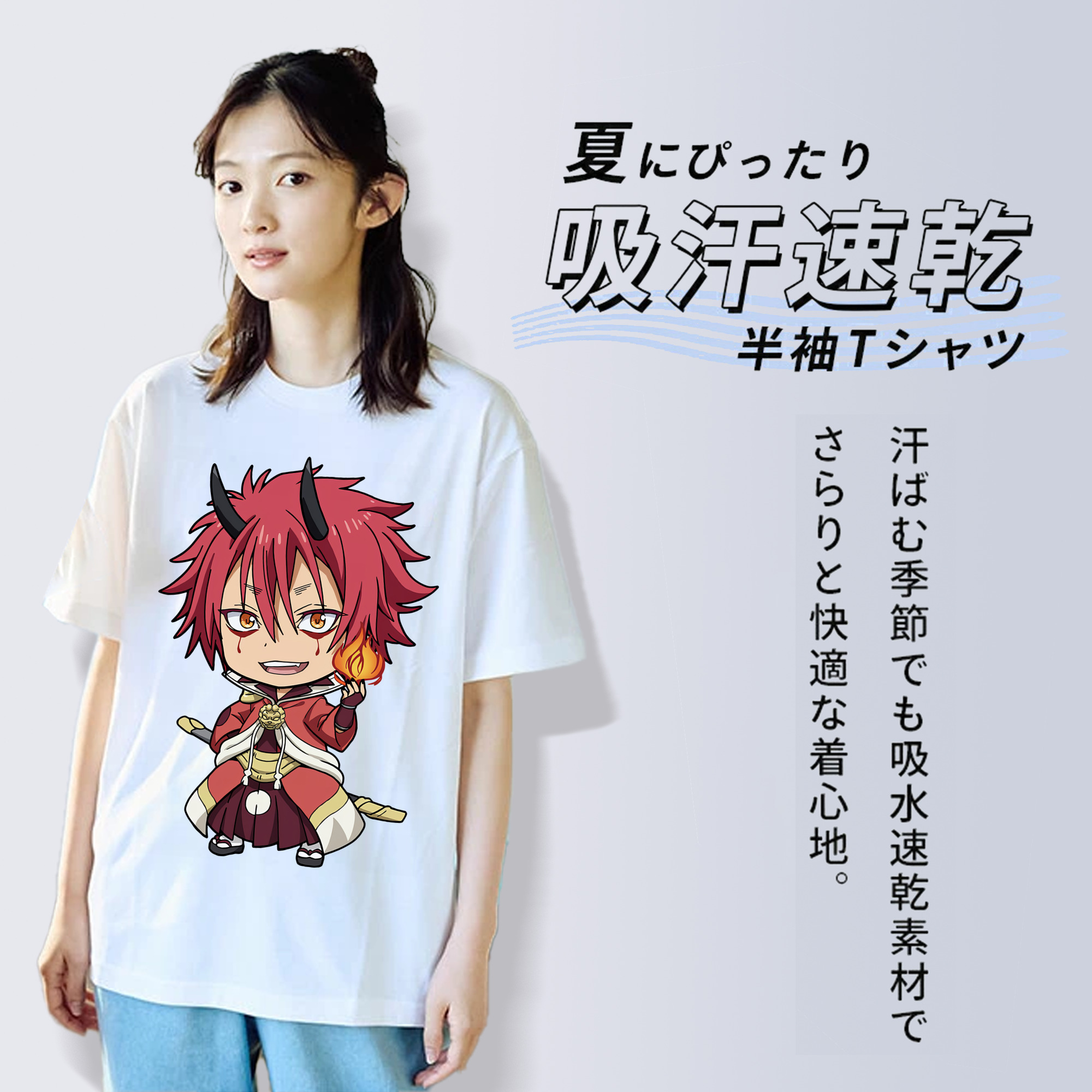 転スラ Regarding Reincarnated to Slime レディースカジュアルプリントTシャツ（綿100％）