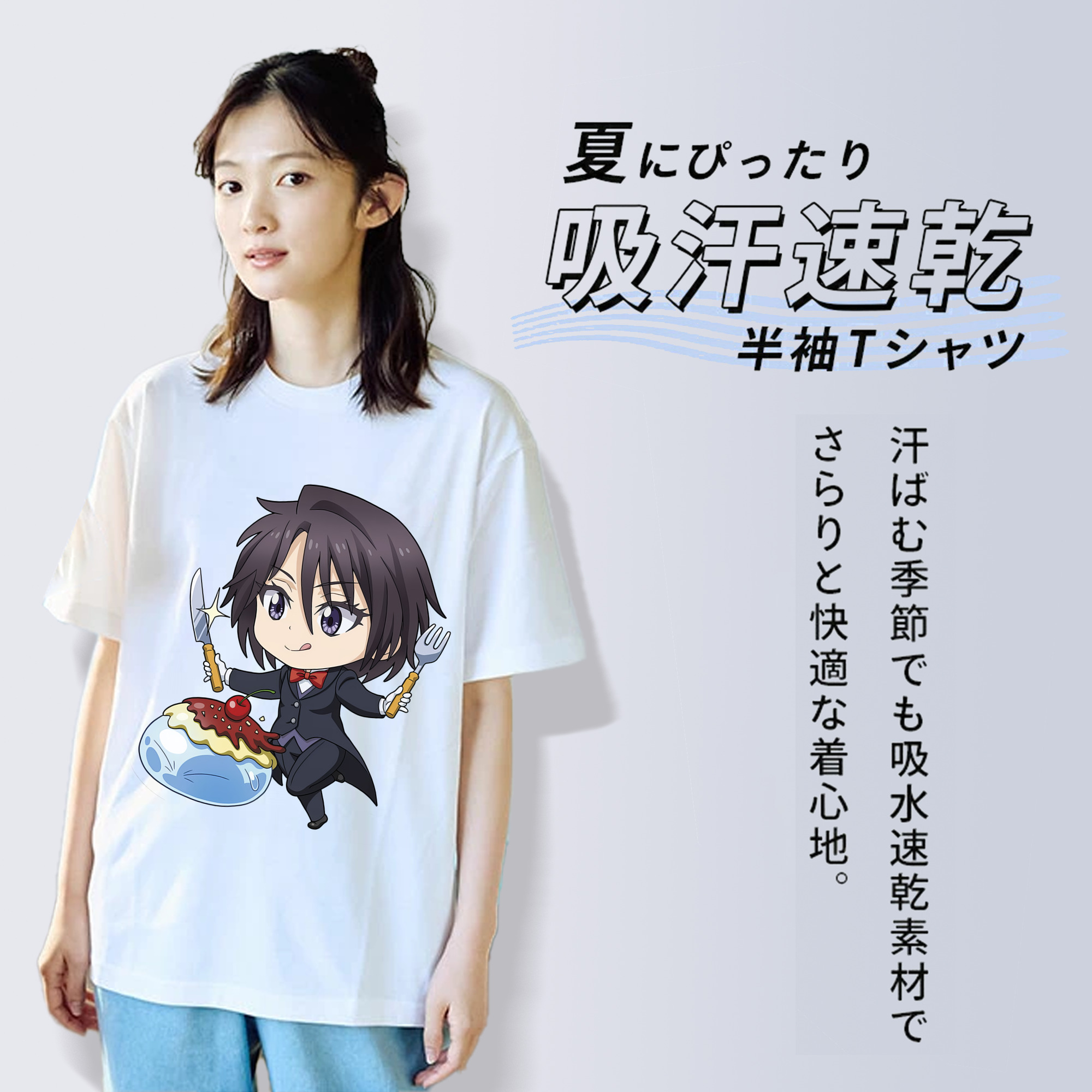 転スラ Regarding Reincarnated to Slime レディースカジュアルプリントTシャツ（綿100％）