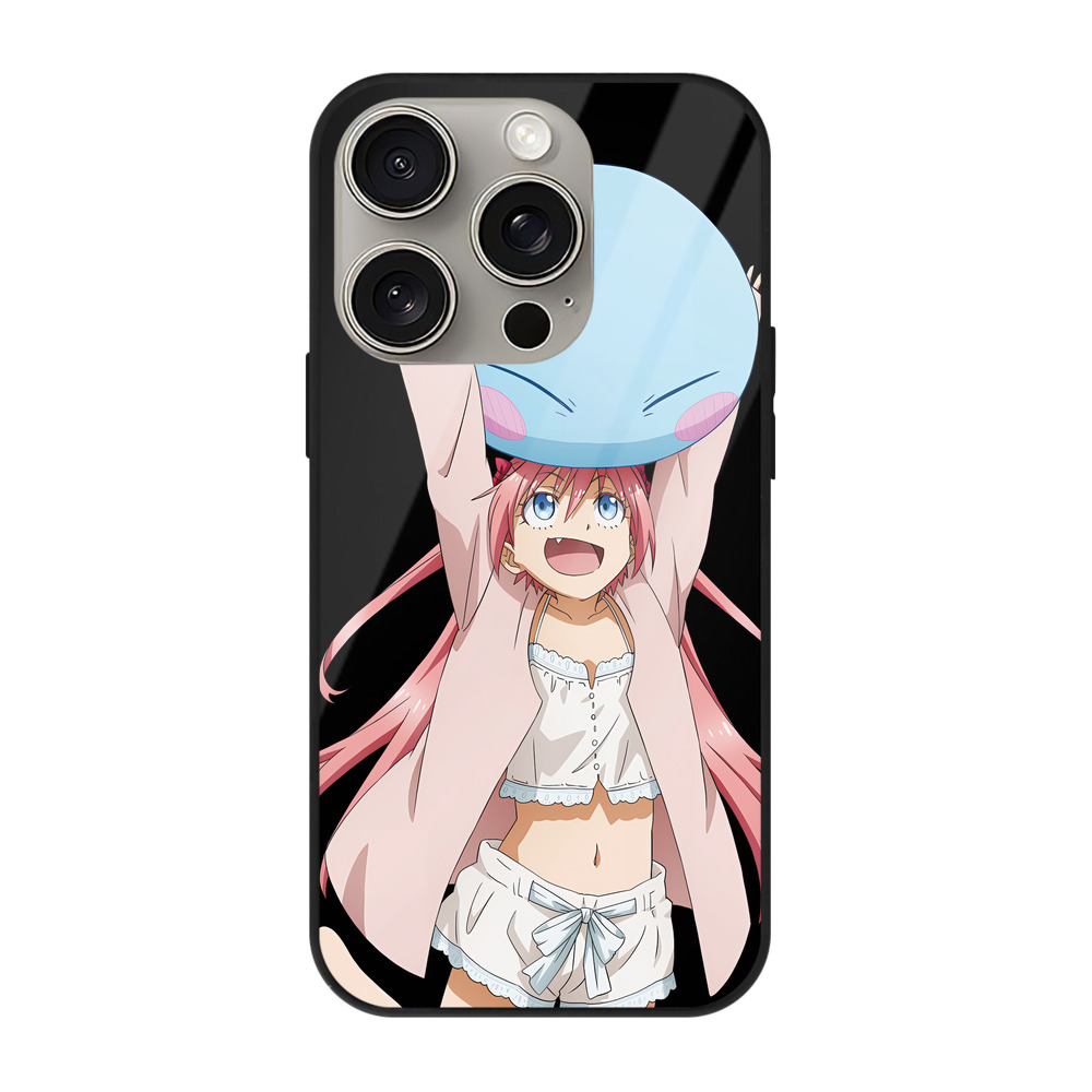 （画像用） 転スラ Regarding Reincarnated to Slime 【iPhone15Pro対応】スマホケース 耐衝撃＆黄変防止 背面ガラス