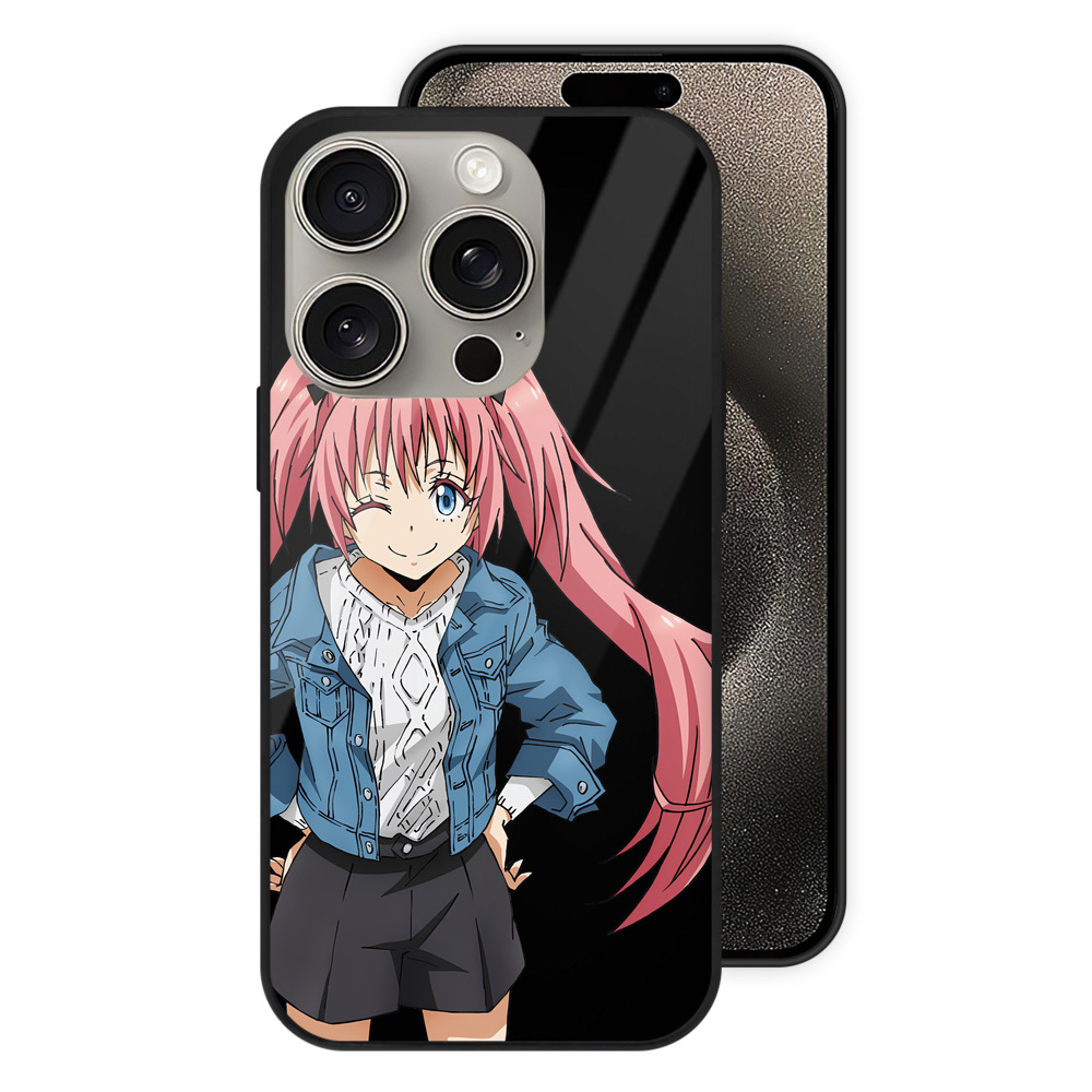 （画像用） 転スラ Regarding Reincarnated to Slime 【iPhone15Pro対応】スマホケース 耐衝撃＆黄変防止 背面ガラス
