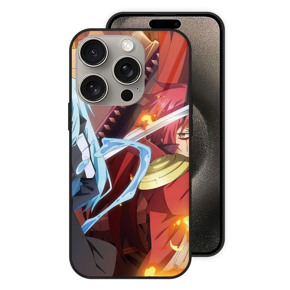 （画像用） 転スラ Regarding Reincarnated to Slime 【iPhone15Pro対応】スマホケース 耐衝撃＆黄変防止 背面ガラス