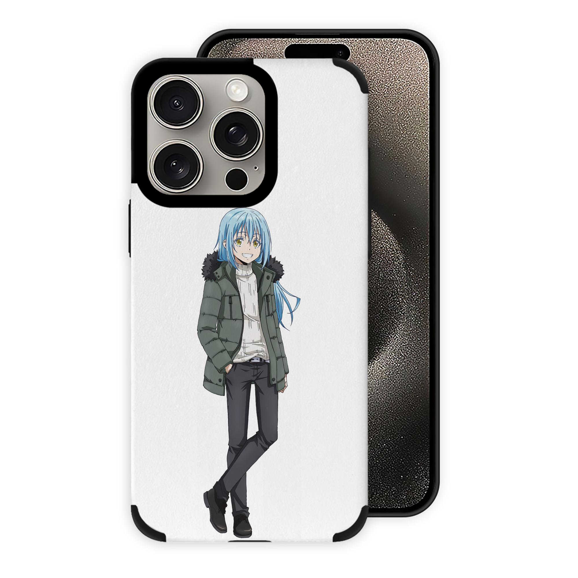 （画像用） 転スラ Regarding Reincarnated to Slime 【iPhone15ProMax対応】 PUレザー スマホケース 耐衝撃＆黄変防止