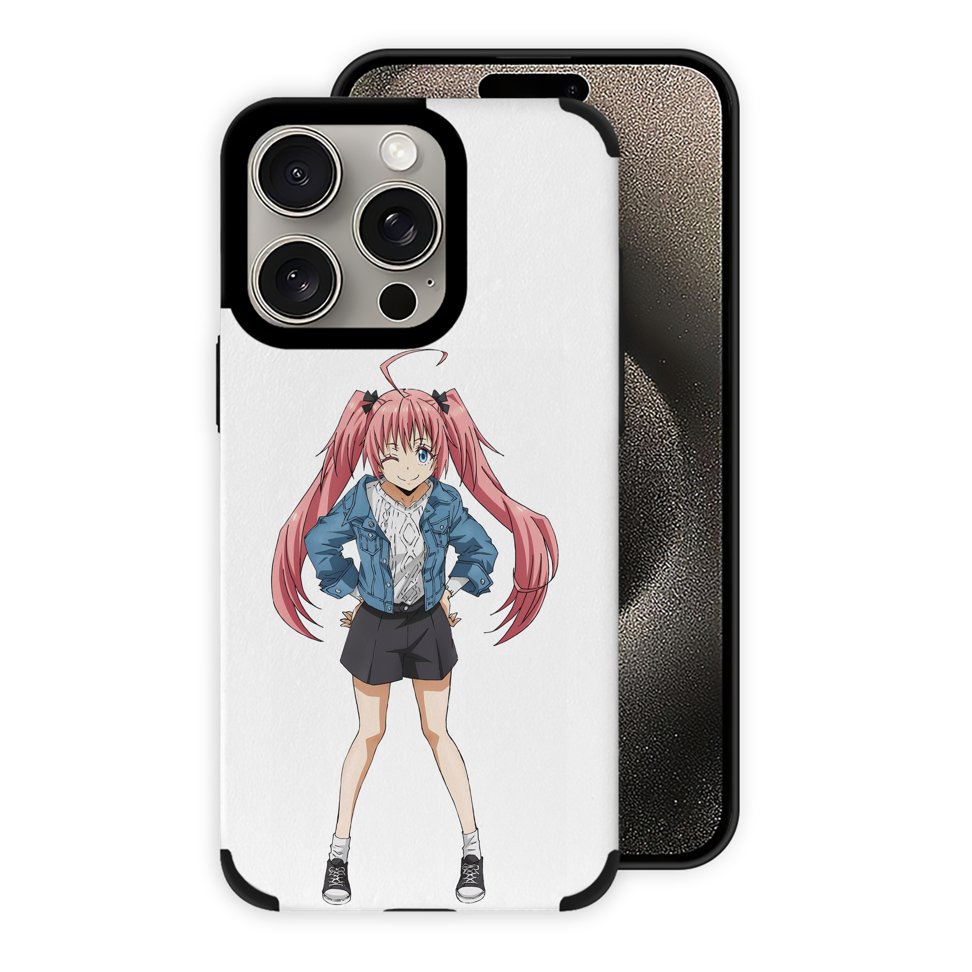 （画像用） 転スラ Regarding Reincarnated to Slime 【iPhone15ProMax対応】 PUレザー スマホケース 耐衝撃＆黄変防止
