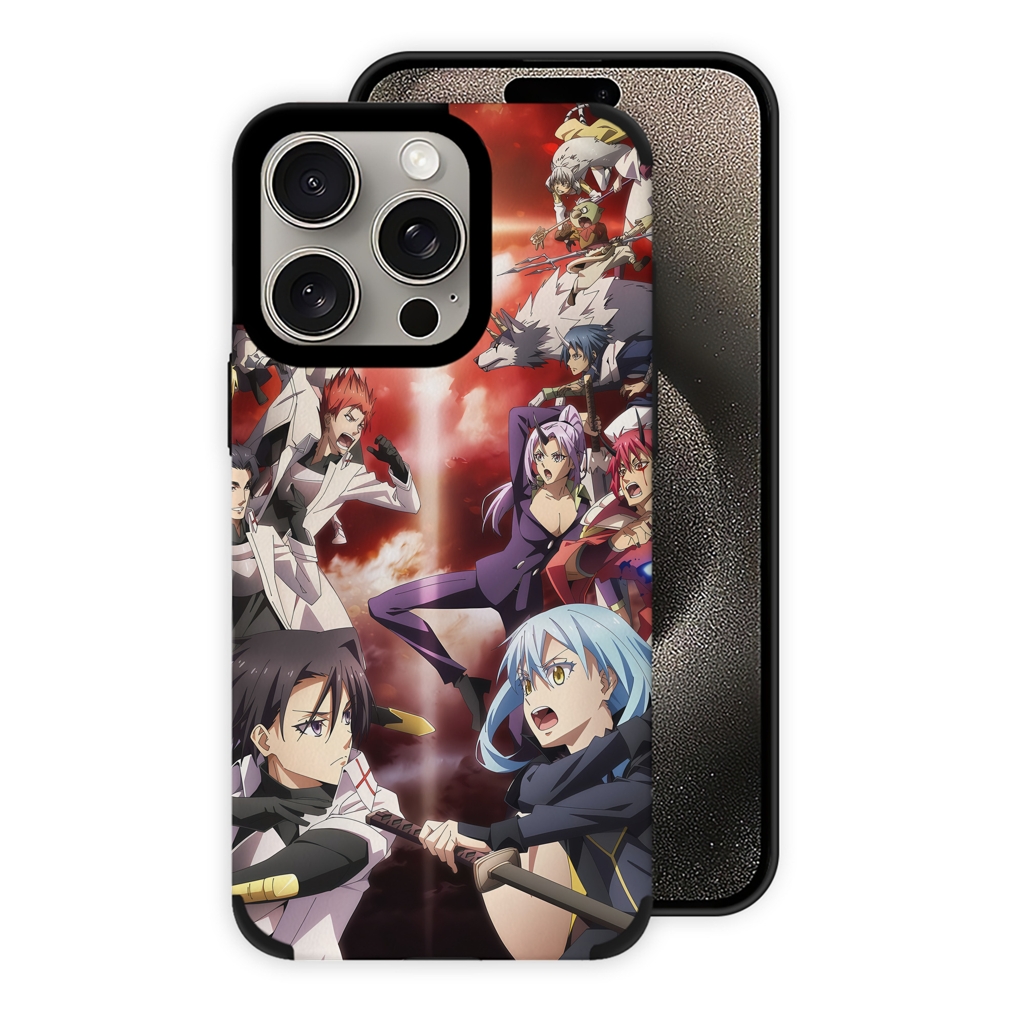 （画像用） 転スラ Regarding Reincarnated to Slime 【iPhone15ProMax対応】 PUレザー スマホケース 耐衝撃＆黄変防止