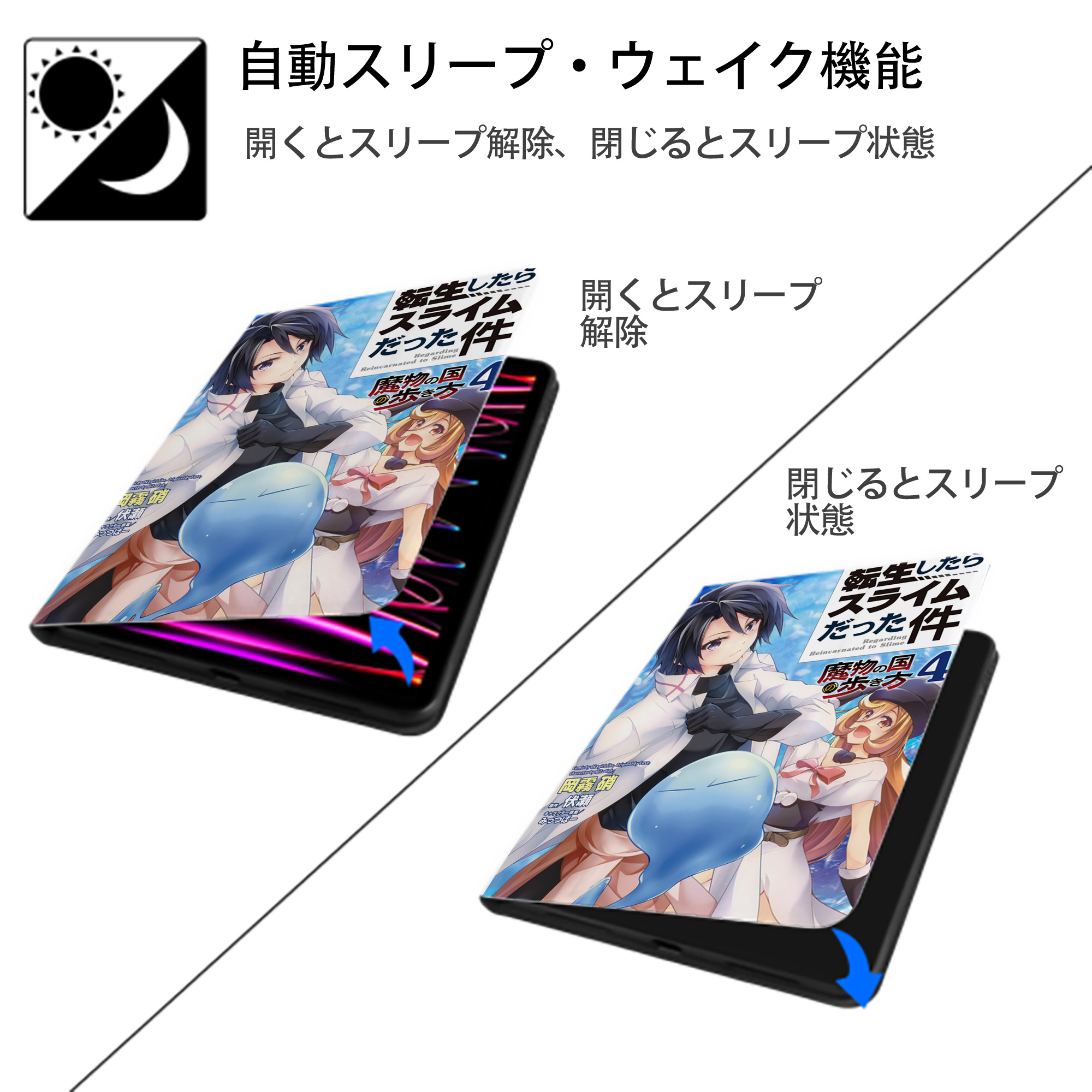 転スラ Regarding Reincarnated to Slime IPad ケース ペン収納付き 三つ折りスタンド PUレザー×シリコン 対応機種9.5/10.5/10.9インチ