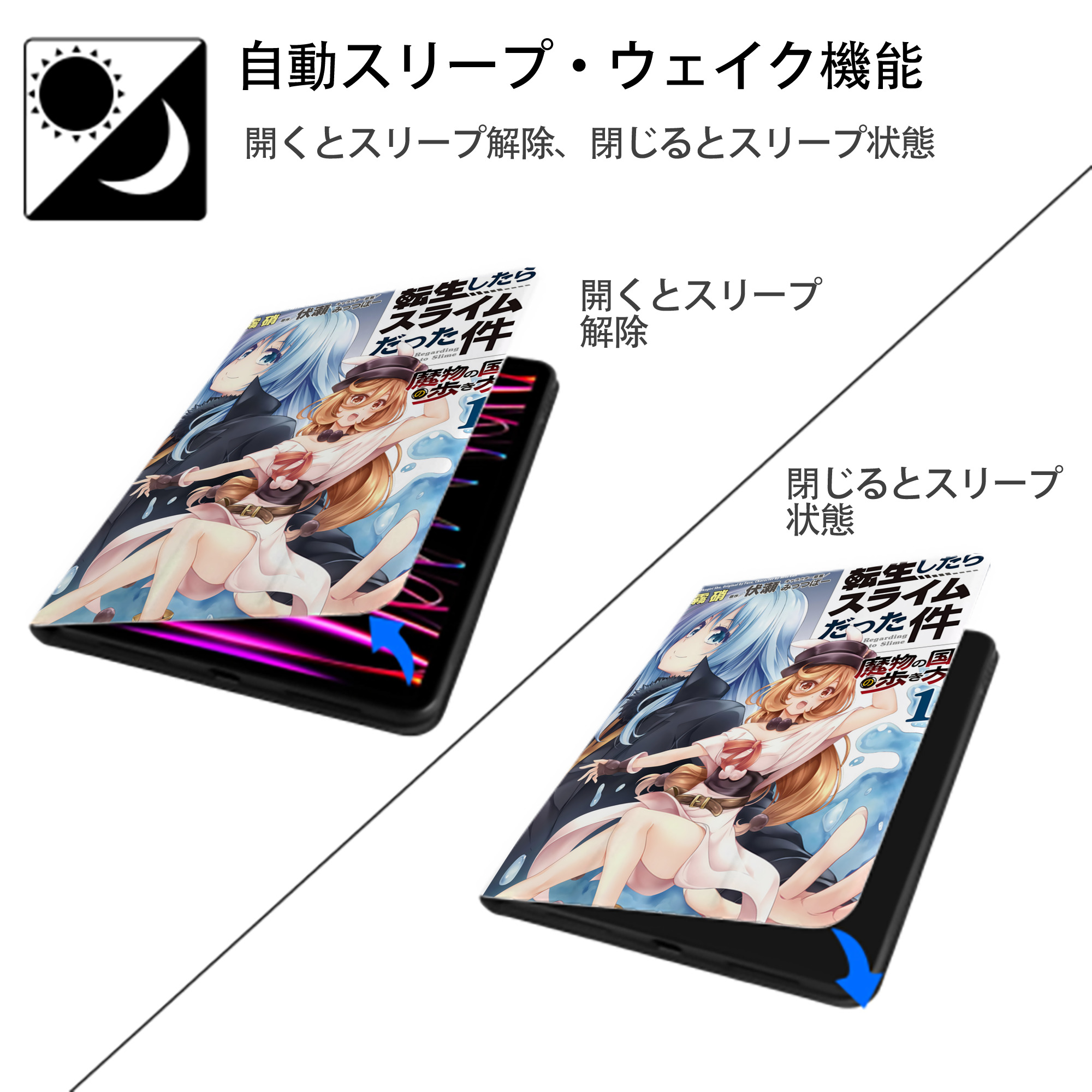 転スラ Regarding Reincarnated to Slime IPad ケース ペン収納付き 三つ折りスタンド PUレザー×シリコン 対応機種9.5/10.5/10.9インチ