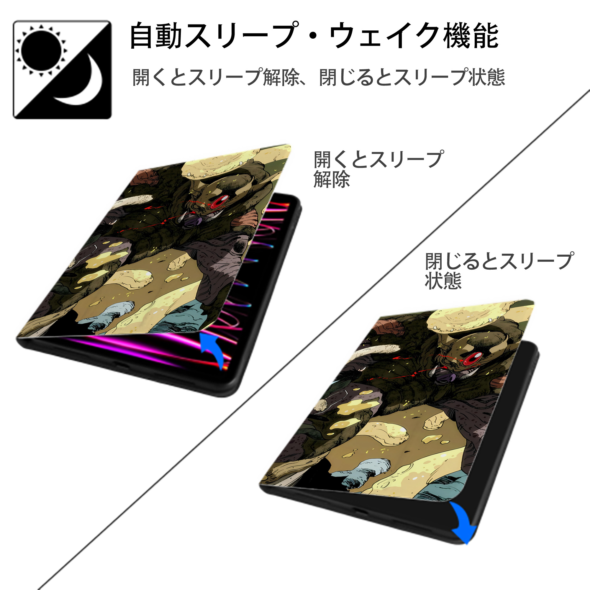 転スラ Regarding Reincarnated to Slime IPad ケース ブック型 PUレザー TPU 耐衝撃 軽量 薄型 ペン収納なし 全面保護 IPad 各モデル対応