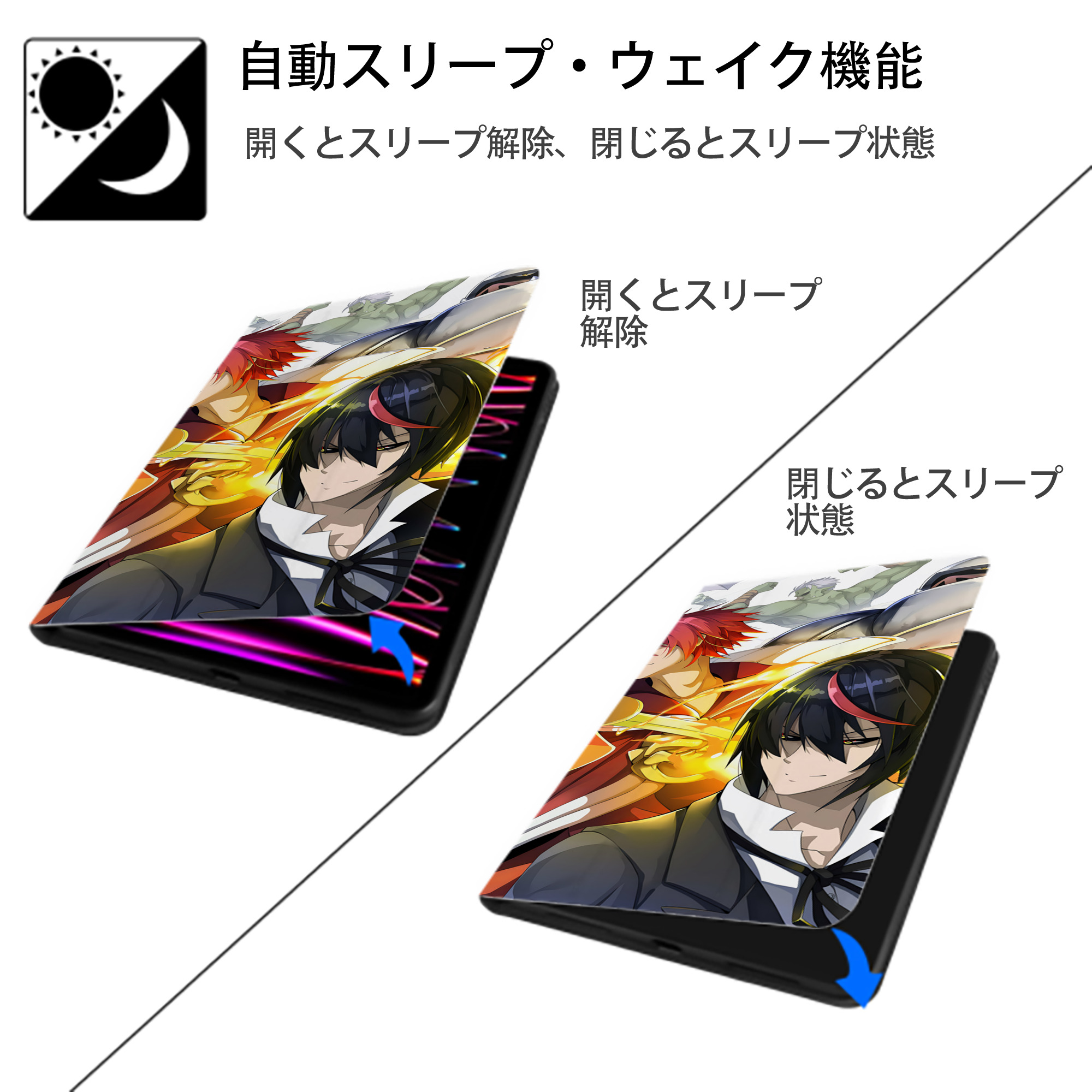 転スラ Regarding Reincarnated to Slime IPad ケース ブック型 PUレザー TPU 耐衝撃 軽量 薄型 ペン収納なし 全面保護 IPad 各モデル対応