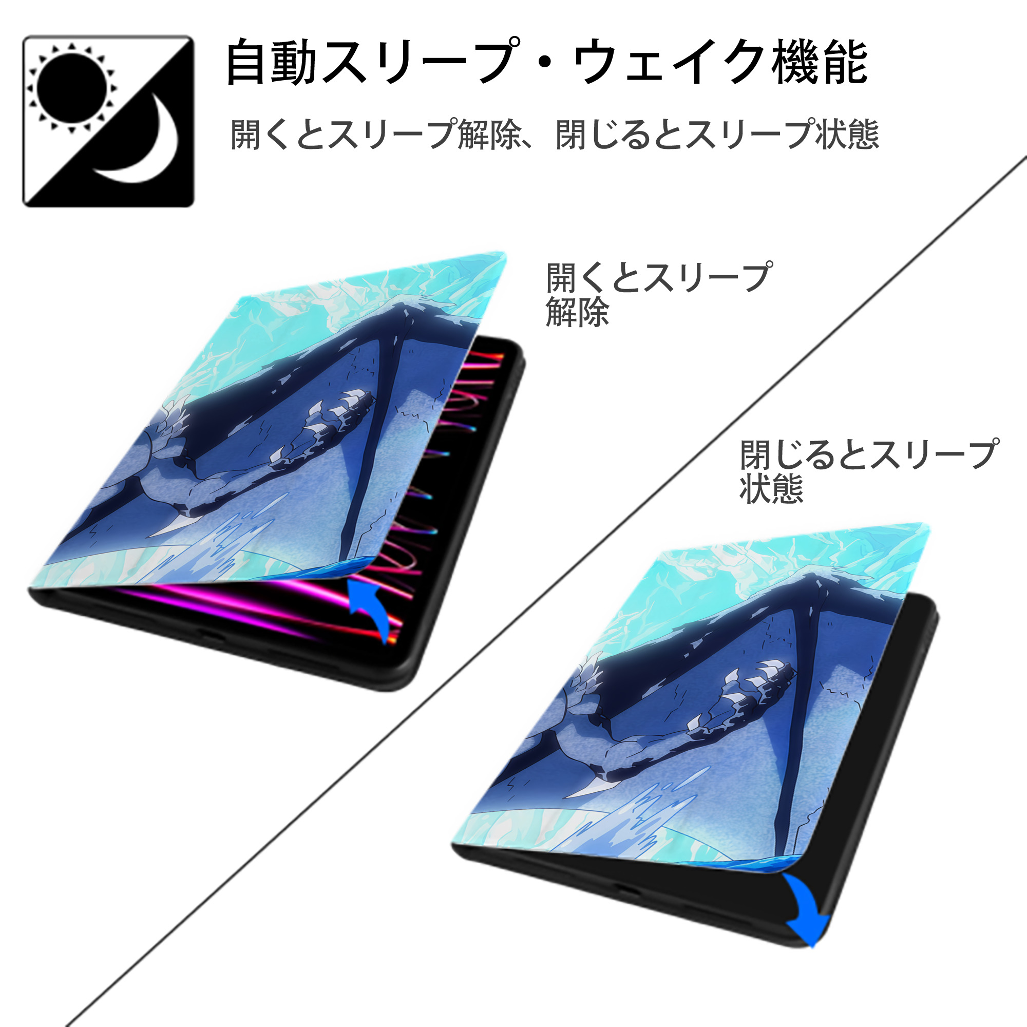 転スラ Regarding Reincarnated to Slime IPad ケース ブック型 PUレザー TPU 耐衝撃 軽量 薄型 ペン収納なし 全面保護 IPad 各モデル対応