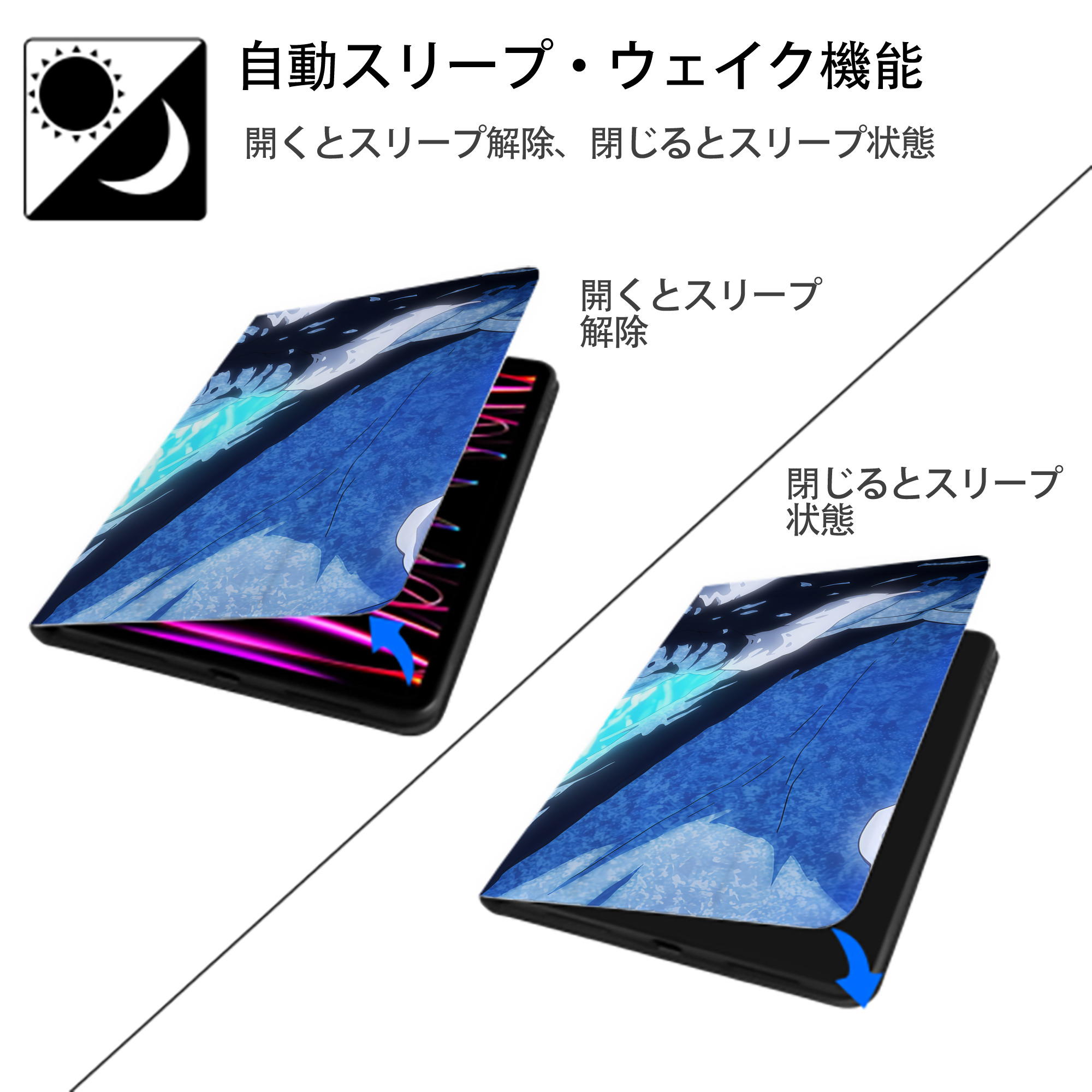 転スラ Regarding Reincarnated to Slime IPad ケース ブック型 PUレザー TPU 耐衝撃 軽量 薄型 ペン収納なし 全面保護 IPad 各モデル対応