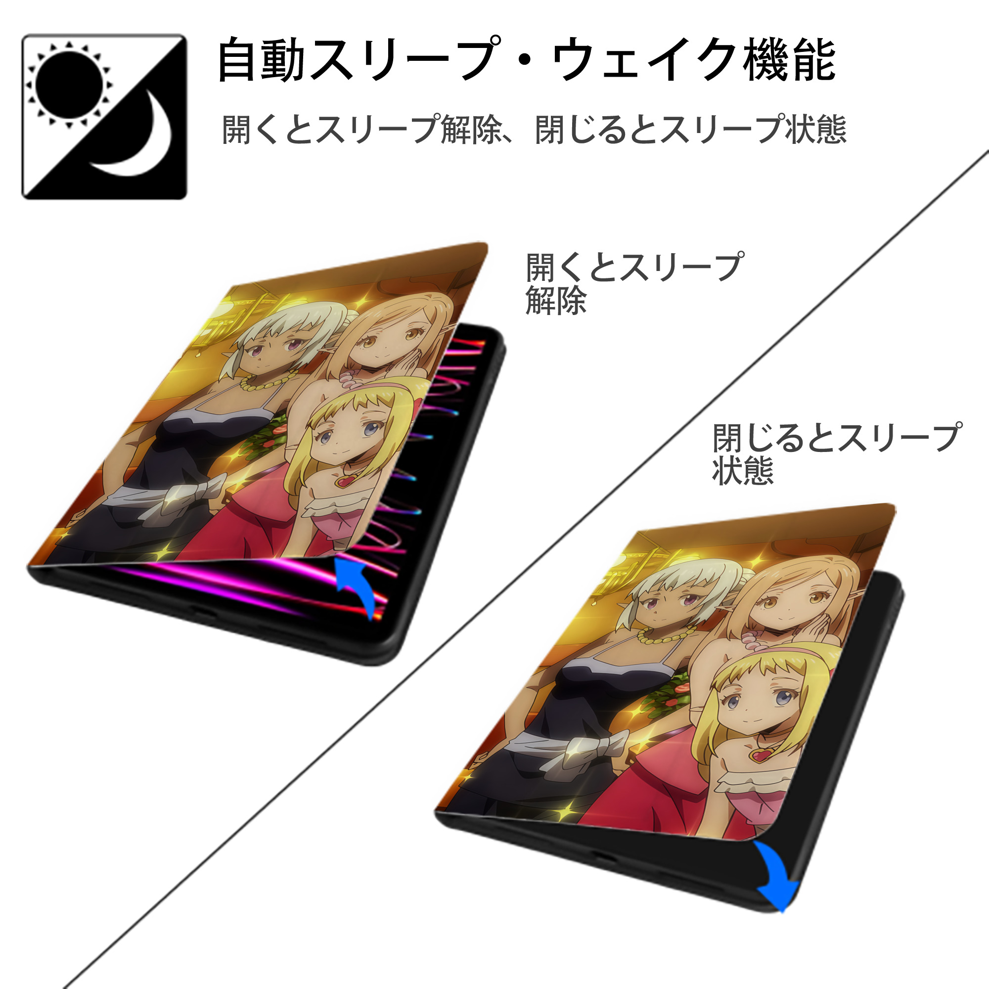 転スラ Regarding Reincarnated to Slime IPad ケース ブック型 PUレザー TPU 耐衝撃 軽量 薄型 ペン収納なし 全面保護 IPad 各モデル対応