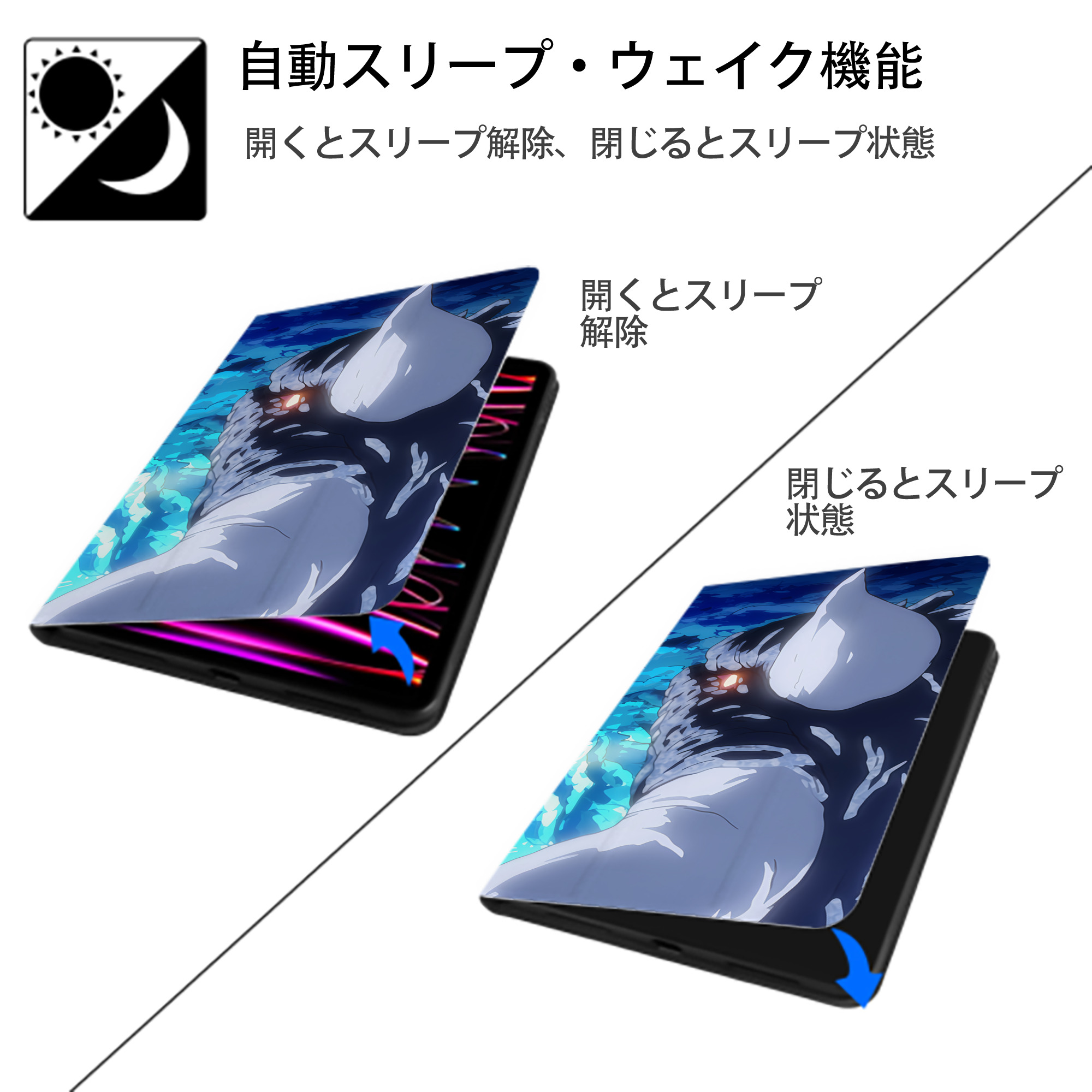転スラ Regarding Reincarnated to Slime IPad ケース ブック型 PUレザー TPU 耐衝撃 軽量 薄型 ペン収納なし 全面保護 IPad 各モデル対応
