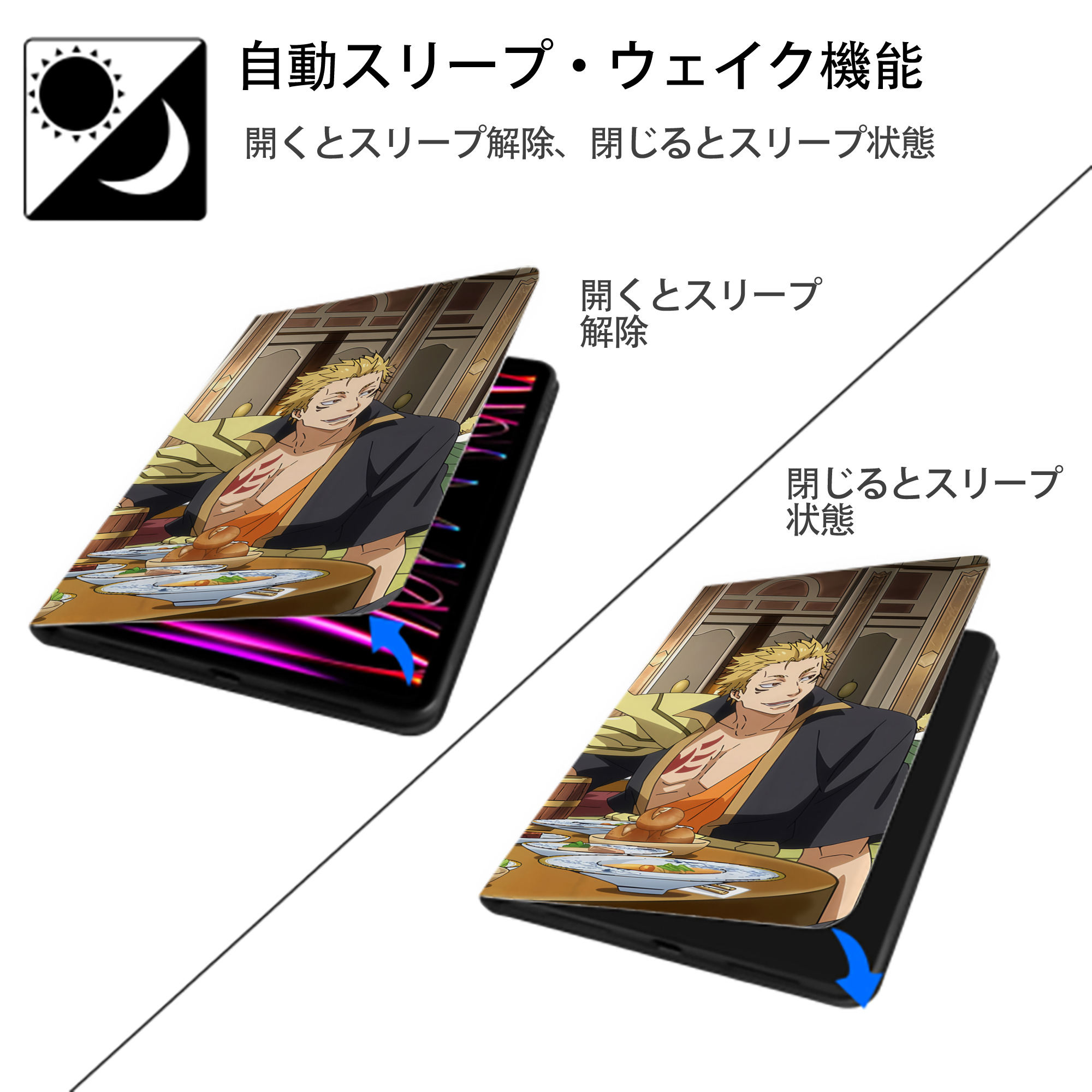 転スラ Regarding Reincarnated to Slime IPad ケース ブック型 PUレザー TPU 耐衝撃 軽量 薄型 ペン収納なし 全面保護 IPad 各モデル対応