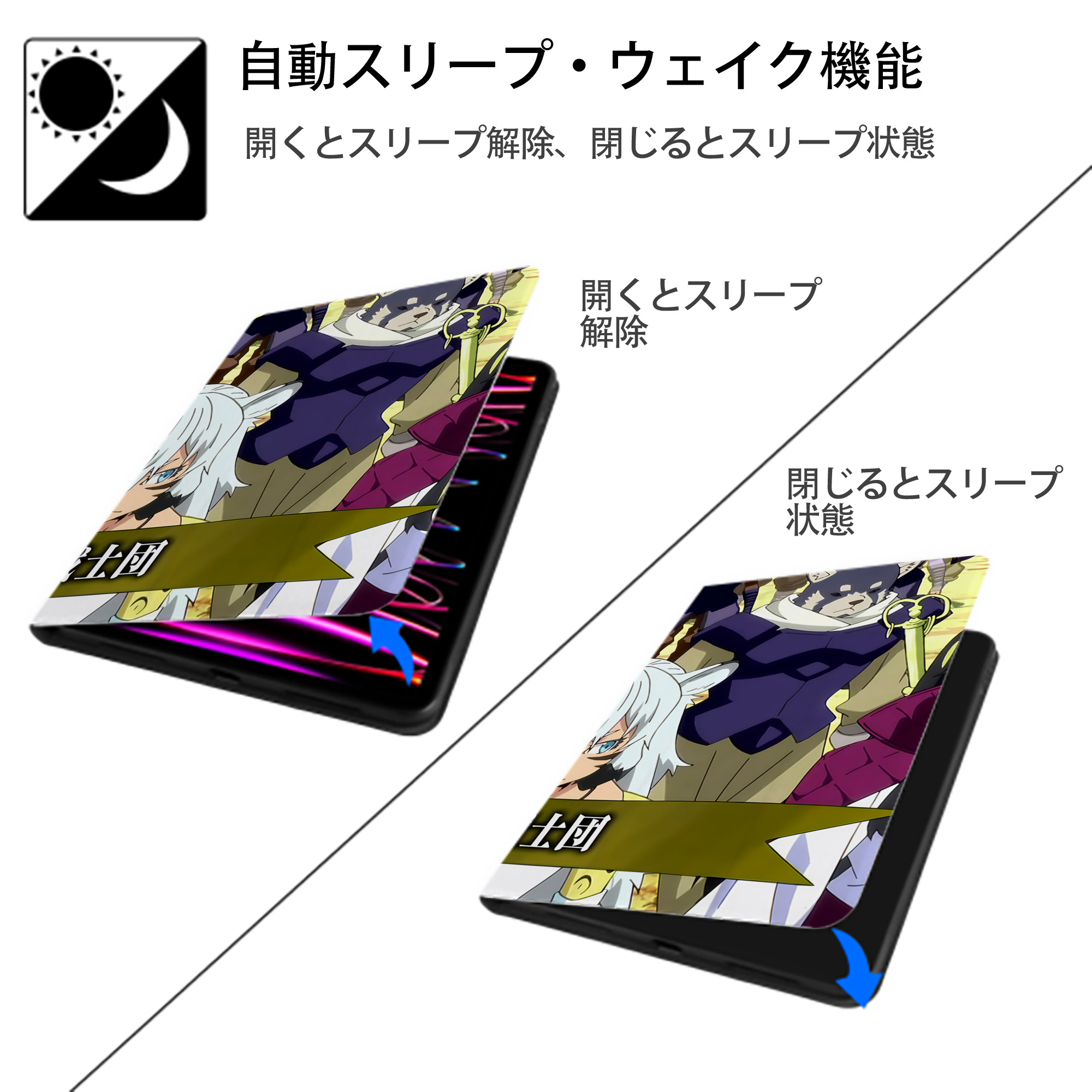転スラ Regarding Reincarnated to Slime IPad ケース ブック型 PUレザー TPU 耐衝撃 軽量 薄型 ペン収納なし 全面保護 IPad 各モデル対応
