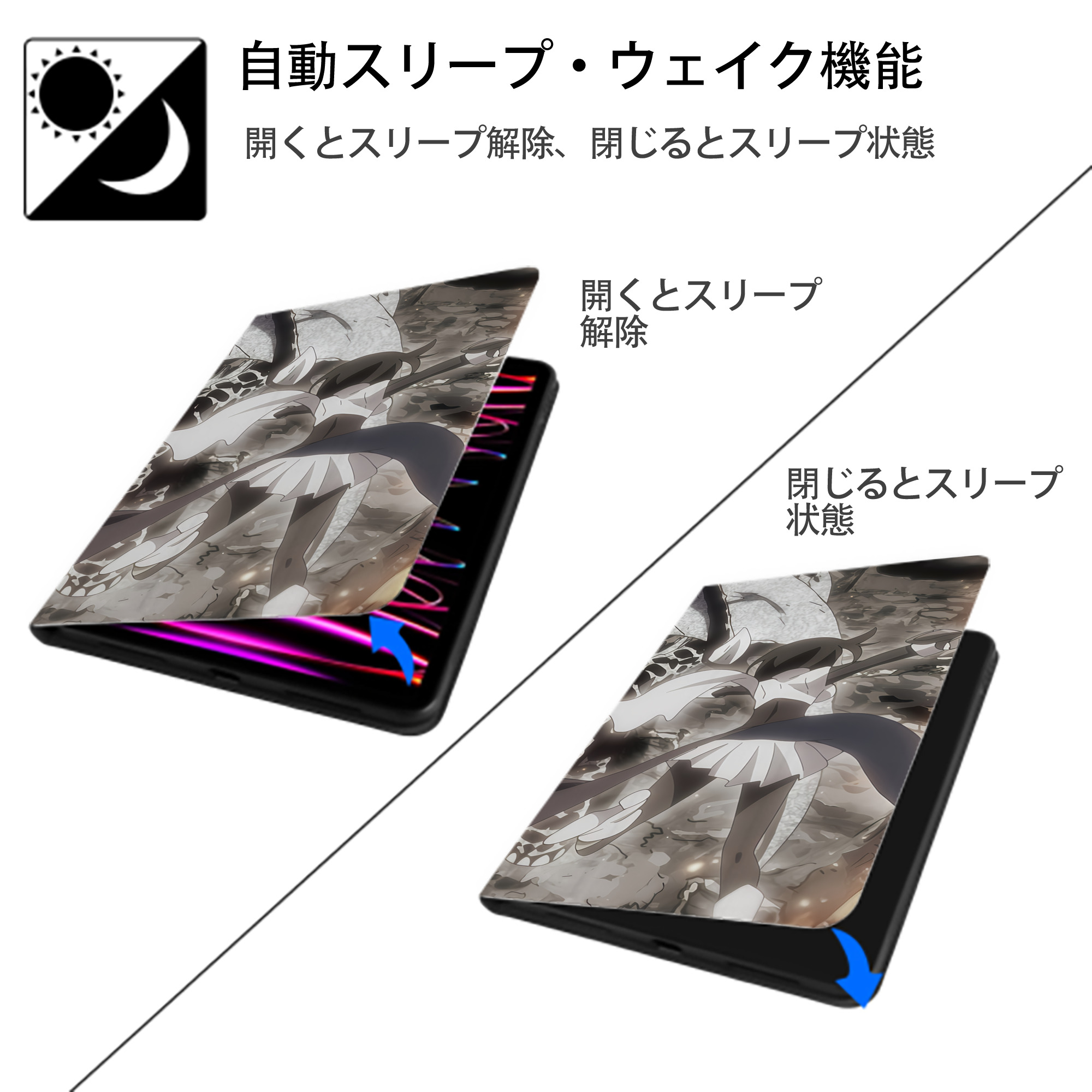 転スラ Regarding Reincarnated to Slime IPad ケース ブック型 PUレザー TPU 耐衝撃 軽量 薄型 ペン収納なし 全面保護 IPad 各モデル対応