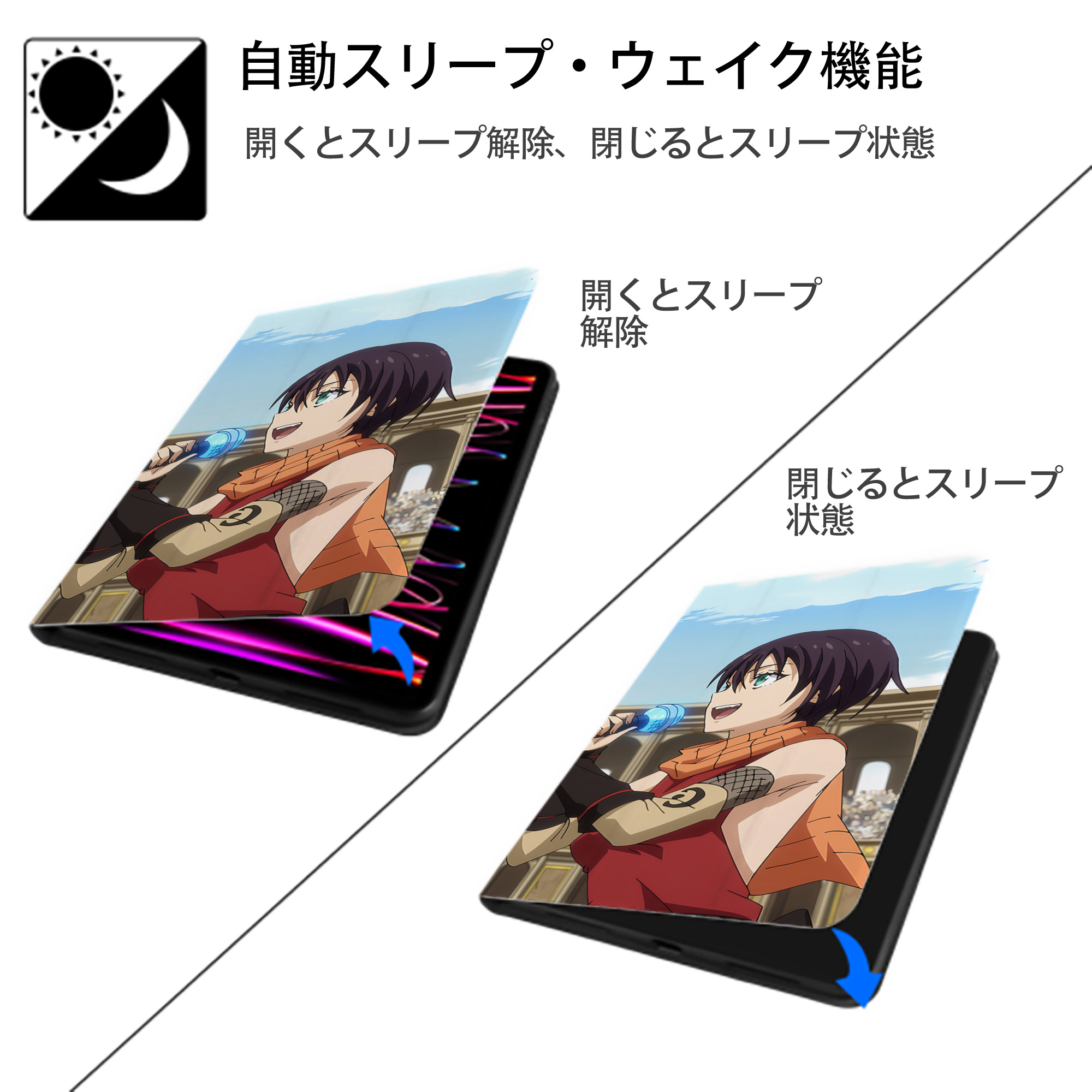 転スラ Regarding Reincarnated to Slime IPad ケース ブック型 PUレザー TPU 耐衝撃 軽量 薄型 ペン収納なし 全面保護 IPad 各モデル対応