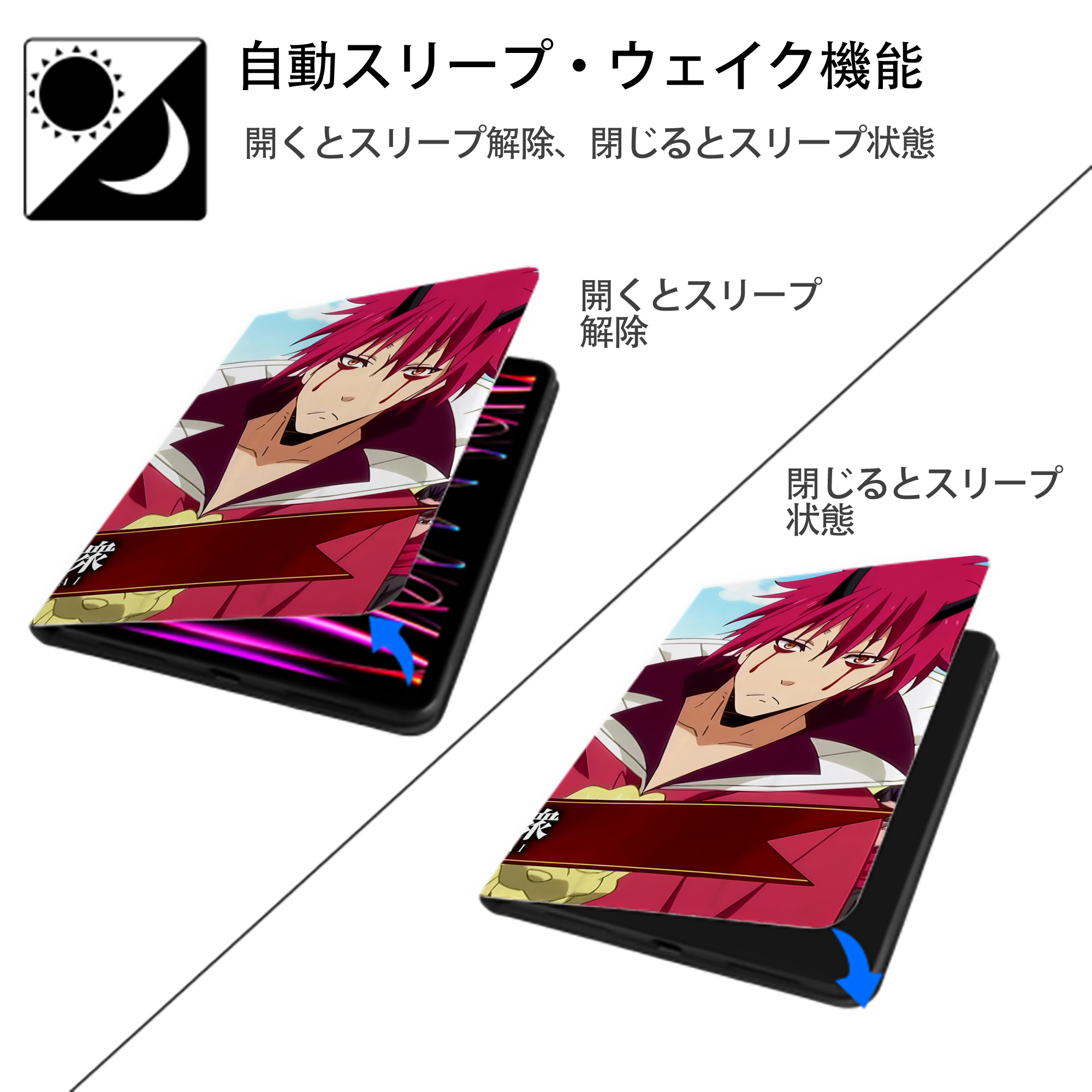 転スラ Regarding Reincarnated to Slime IPad ケース ブック型 PUレザー TPU 耐衝撃 軽量 薄型 ペン収納なし 全面保護 IPad 各モデル対応