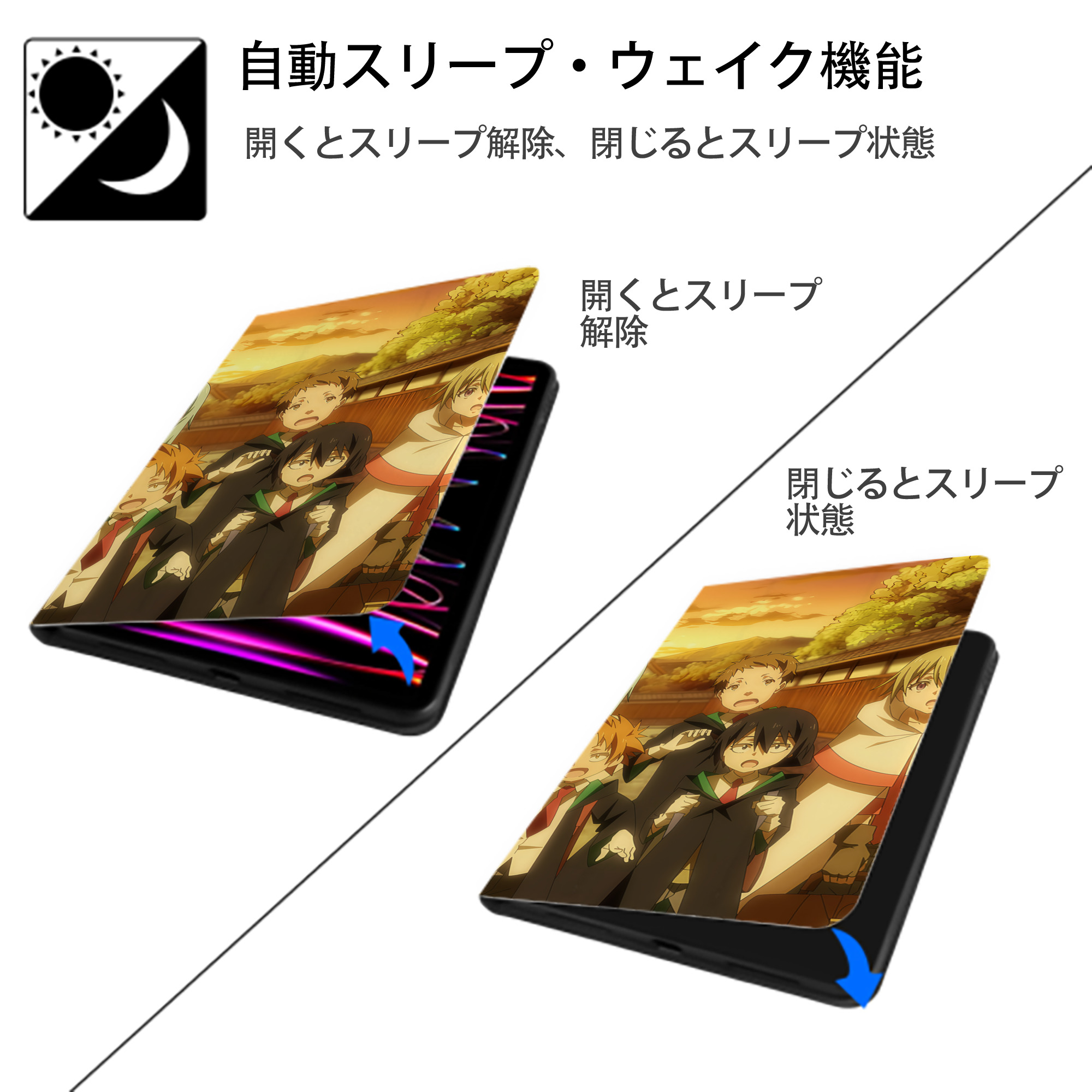 転スラ Regarding Reincarnated to Slime IPad ケース ブック型 PUレザー TPU 耐衝撃 軽量 薄型 ペン収納なし 全面保護 IPad 各モデル対応