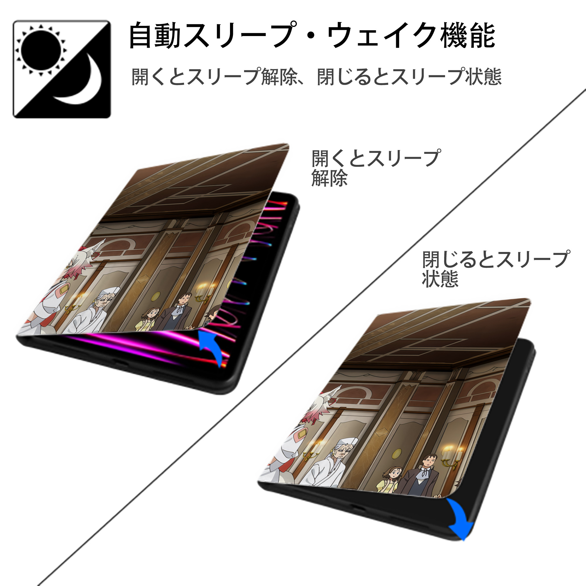 転スラ Regarding Reincarnated to Slime IPad ケース ブック型 PUレザー TPU 耐衝撃 軽量 薄型 ペン収納なし 全面保護 IPad 各モデル対応