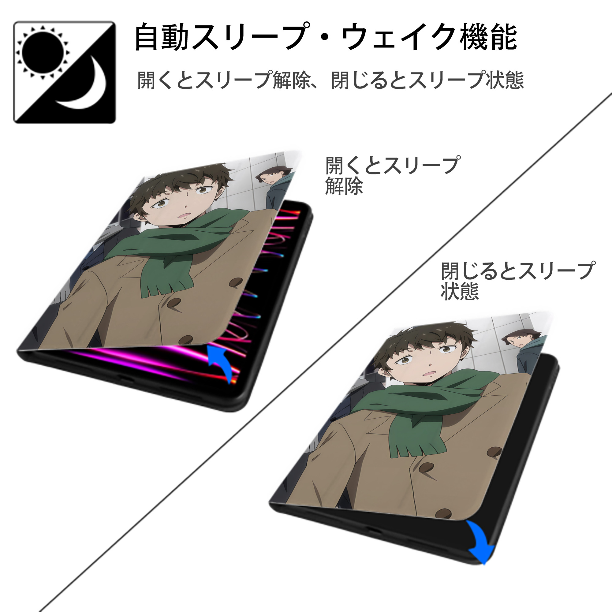 転スラ Regarding Reincarnated to Slime IPad ケース ブック型 PUレザー TPU 耐衝撃 軽量 薄型 ペン収納なし 全面保護 IPad 各モデル対応