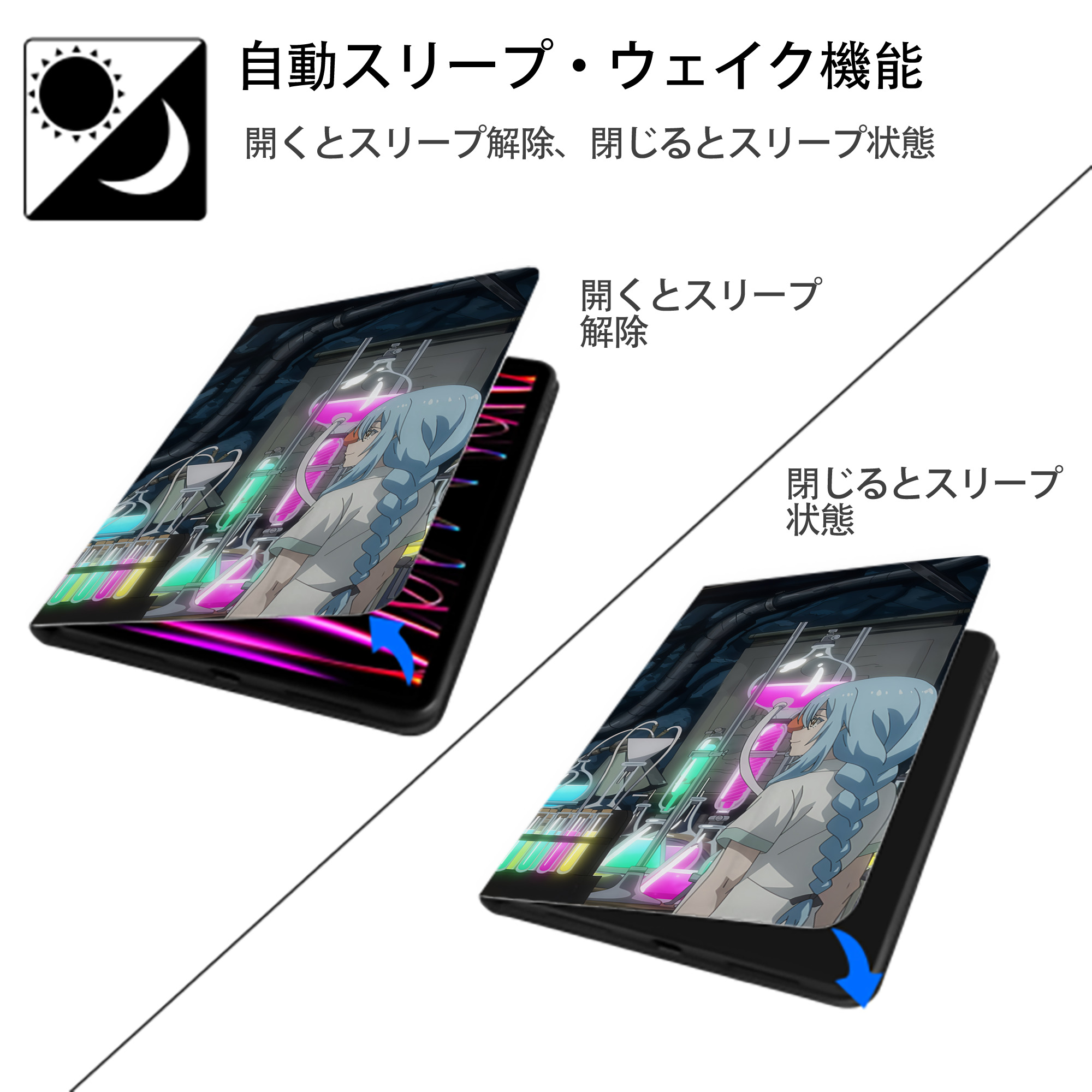 転スラ Regarding Reincarnated to Slime IPad ケース ブック型 PUレザー TPU 耐衝撃 軽量 薄型 ペン収納なし 全面保護 IPad 各モデル対応
