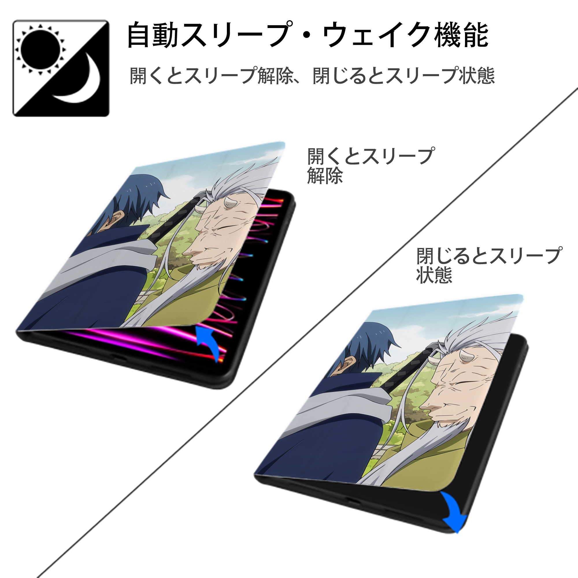 転スラ Regarding Reincarnated to Slime IPad ケース ブック型 PUレザー TPU 耐衝撃 軽量 薄型 ペン収納なし 全面保護 IPad 各モデル対応