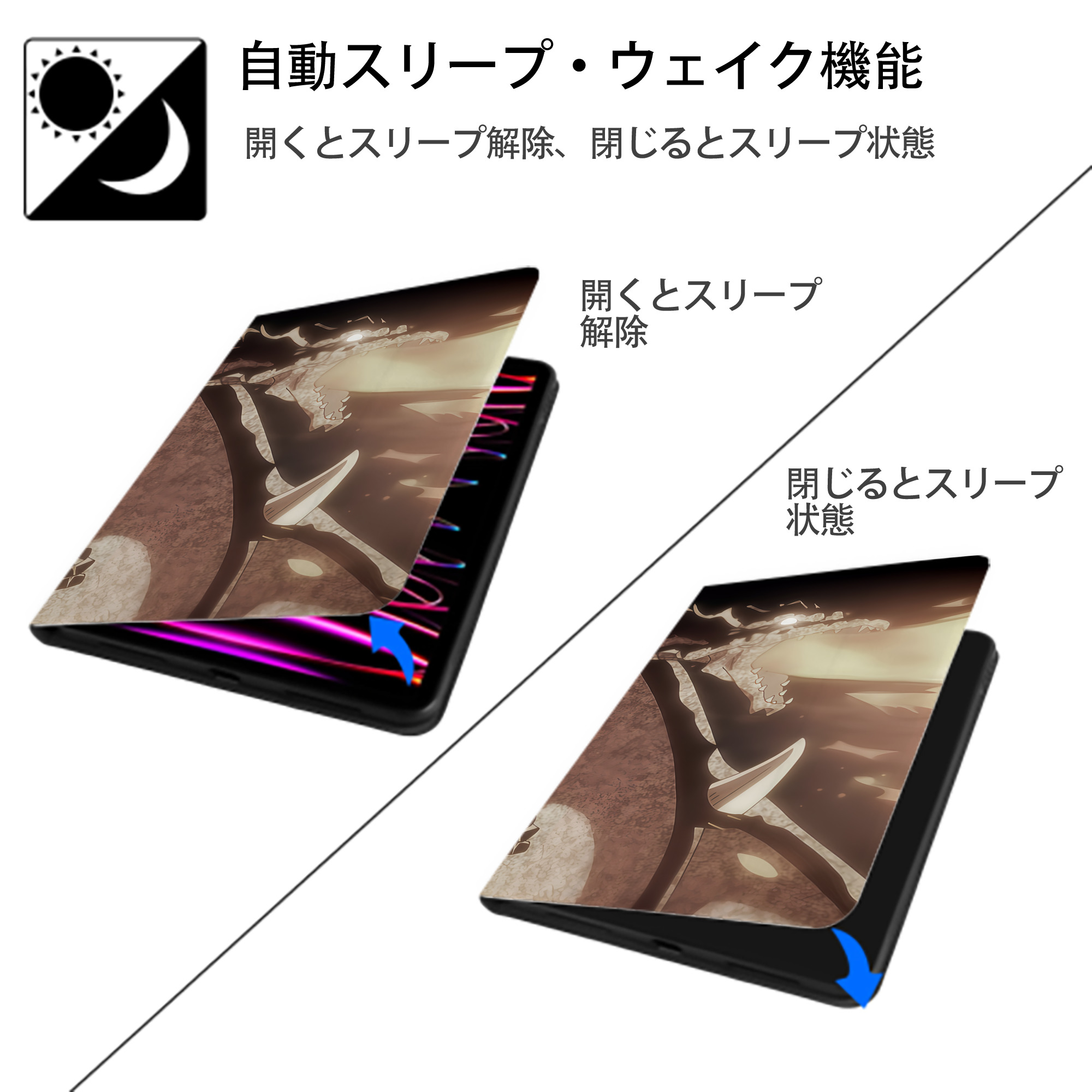 転スラ Regarding Reincarnated to Slime IPad ケース ブック型 PUレザー TPU 耐衝撃 軽量 薄型 ペン収納なし 全面保護 IPad 各モデル対応