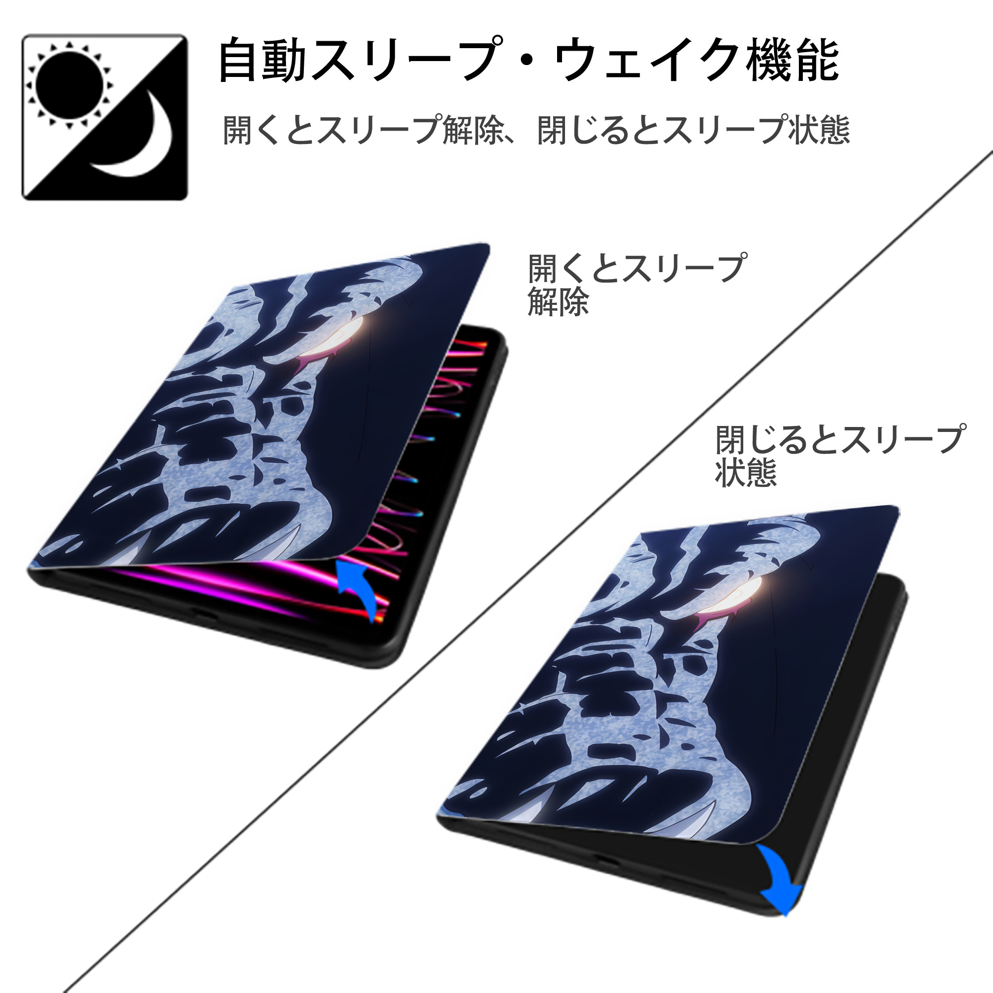 転スラ Regarding Reincarnated to Slime IPad ケース ブック型 PUレザー TPU 耐衝撃 軽量 薄型 ペン収納なし 全面保護 IPad 各モデル対応