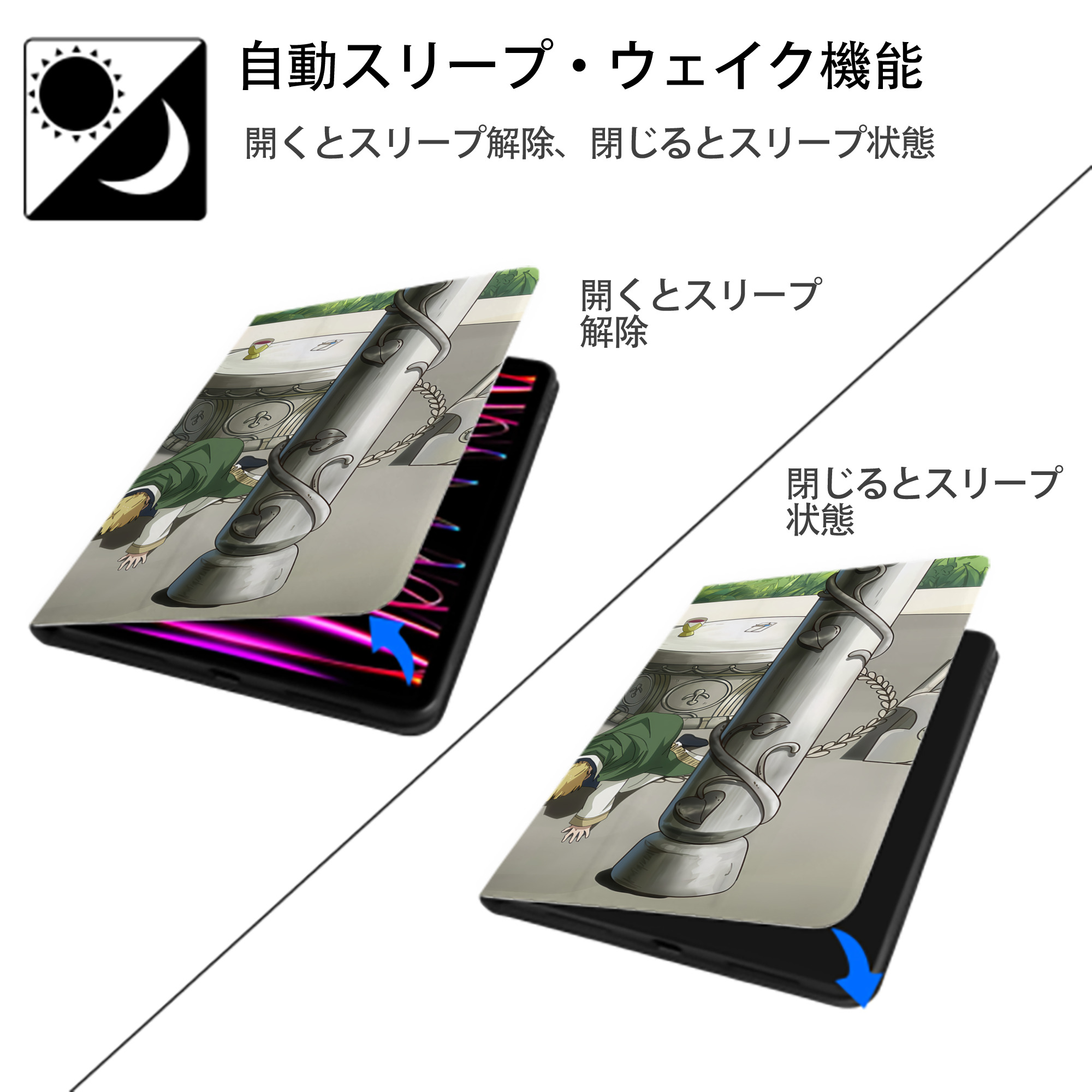 転スラ Regarding Reincarnated to Slime IPad ケース ブック型 PUレザー TPU 耐衝撃 軽量 薄型 ペン収納なし 全面保護 IPad 各モデル対応
