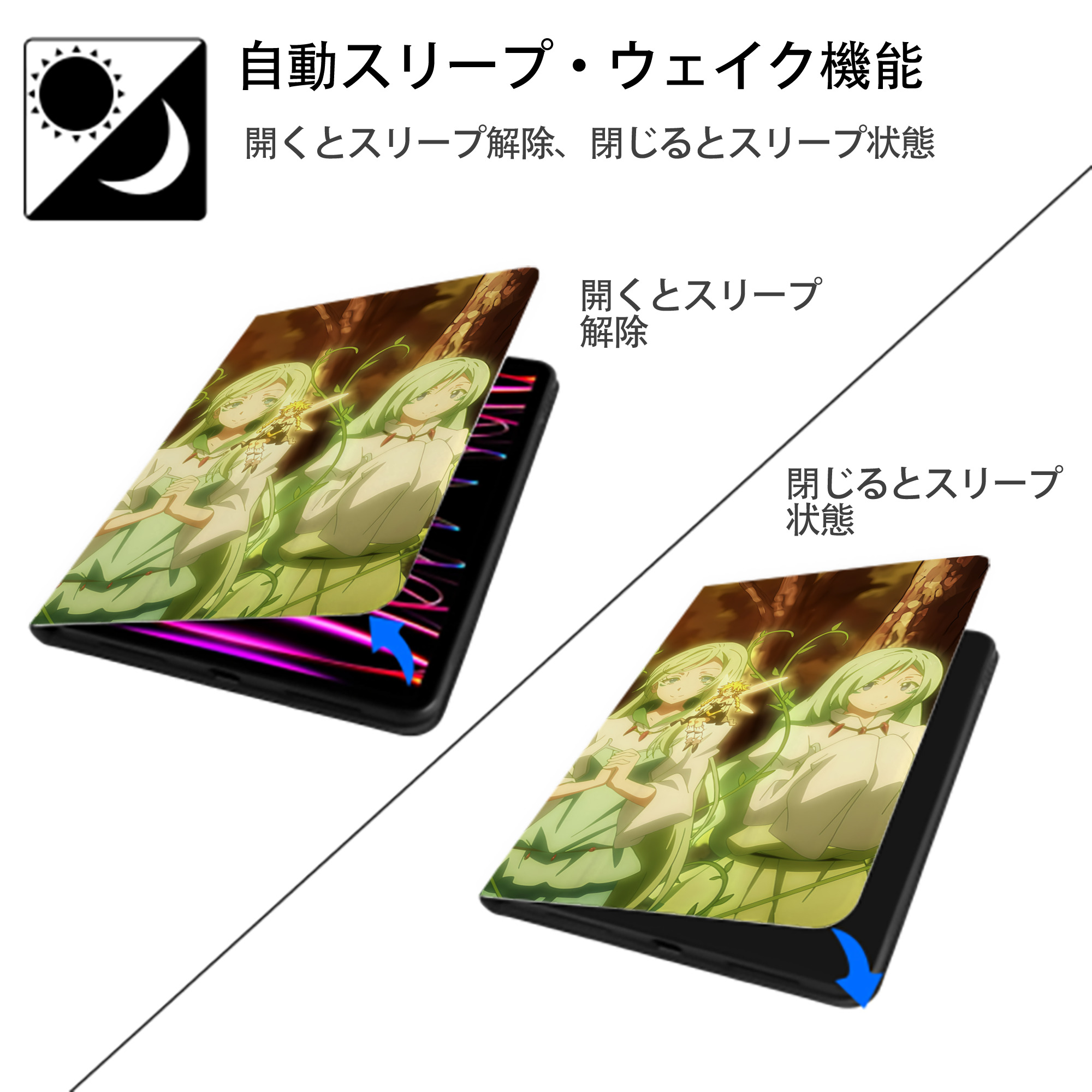 転スラ Regarding Reincarnated to Slime IPad ケース ブック型 PUレザー TPU 耐衝撃 軽量 薄型 ペン収納なし 全面保護 IPad 各モデル対応