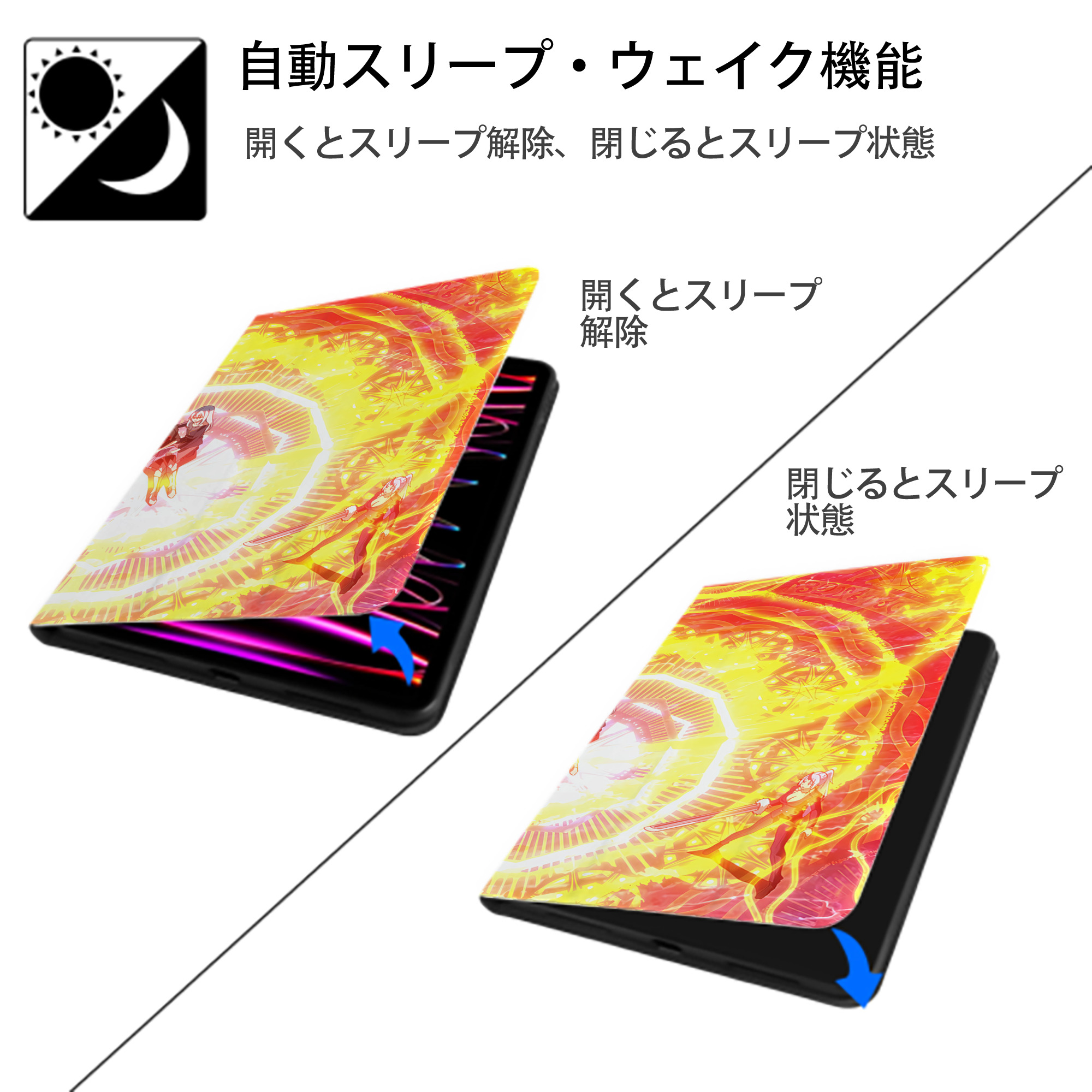 転スラ Regarding Reincarnated to Slime IPadケース ペンホルダー付き ブックスタイルデザイン