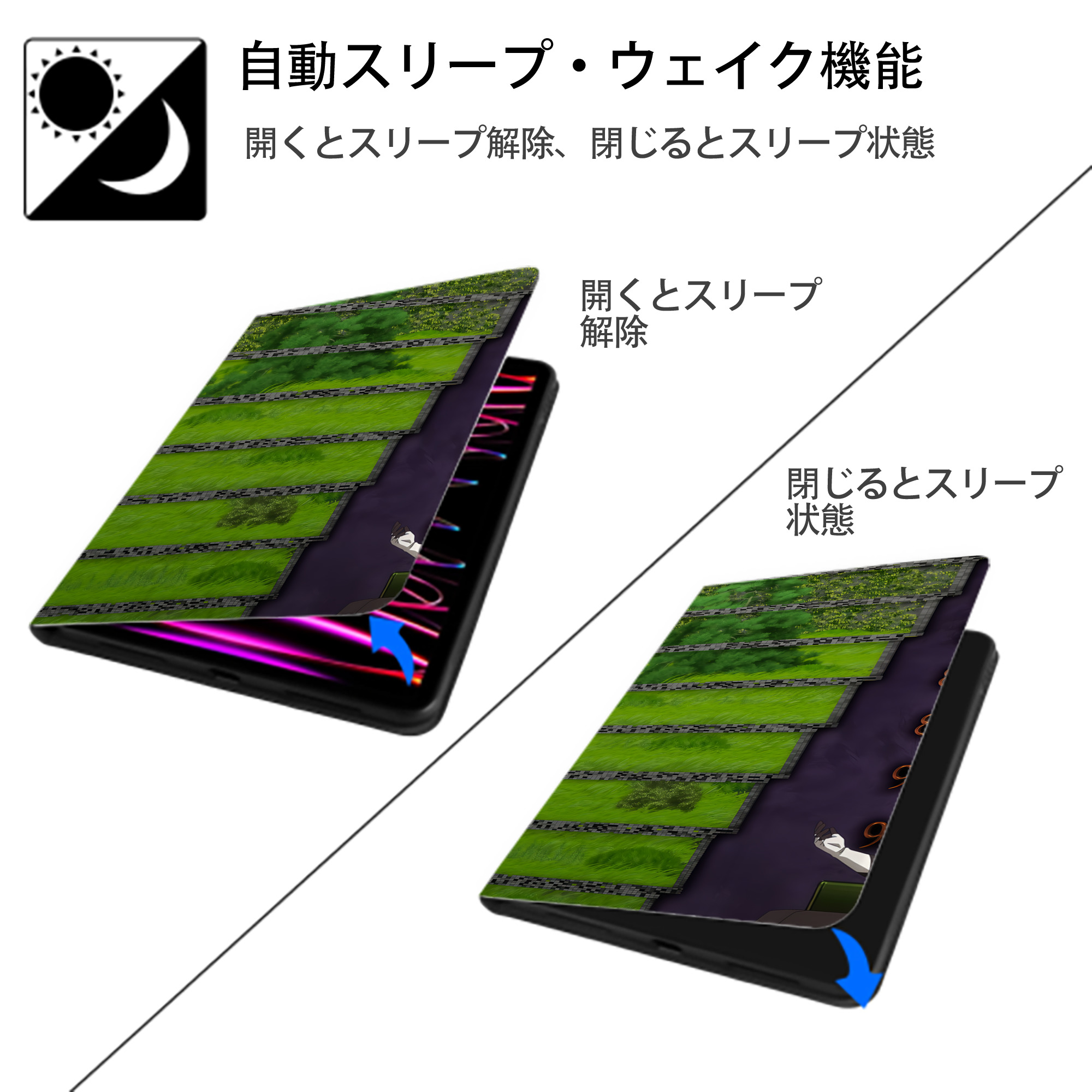 転スラ Regarding Reincarnated to Slime IPadケース ペンホルダー付き ブックスタイルデザイン