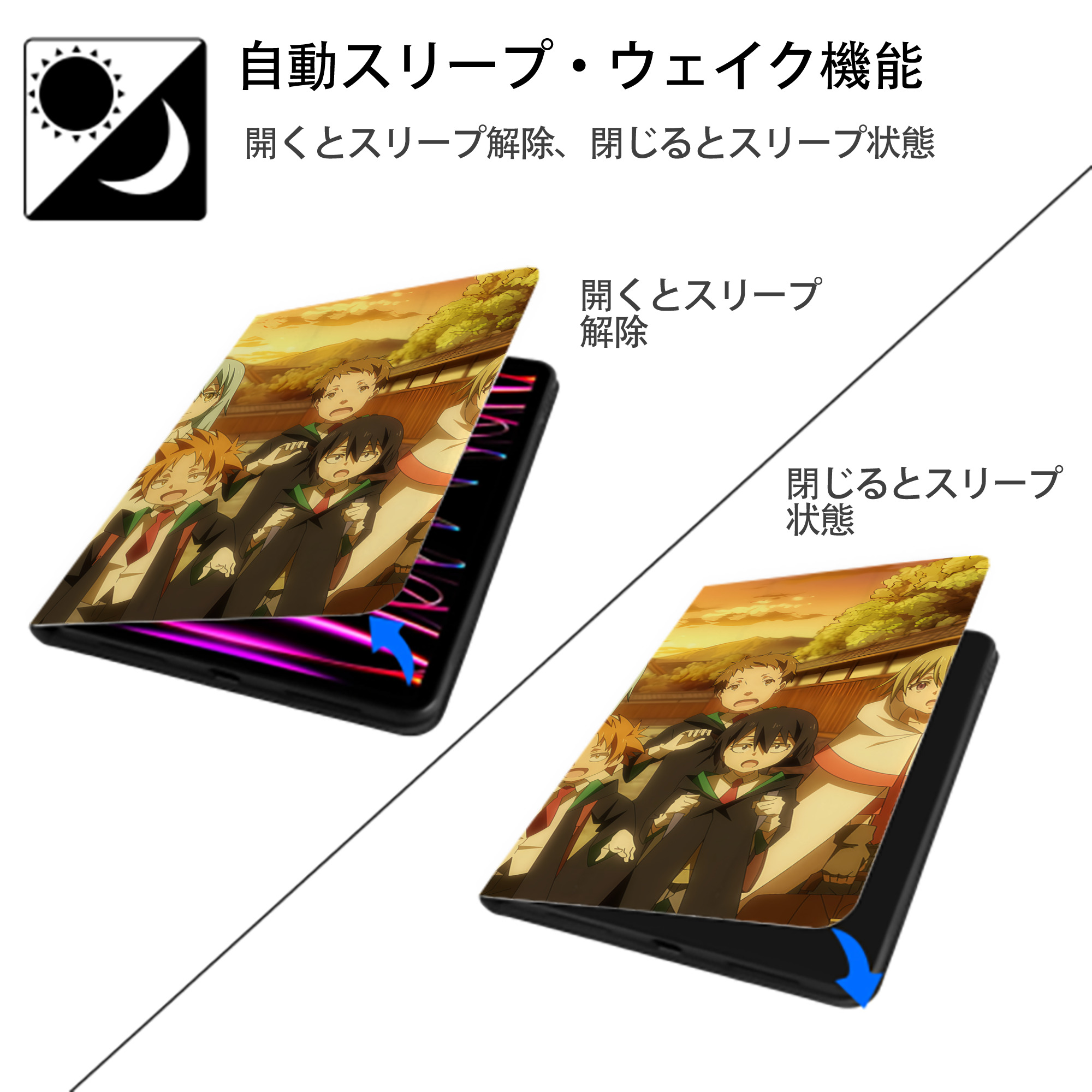 転スラ Regarding Reincarnated to Slime IPadケース ペンホルダー付き ブックスタイルデザイン