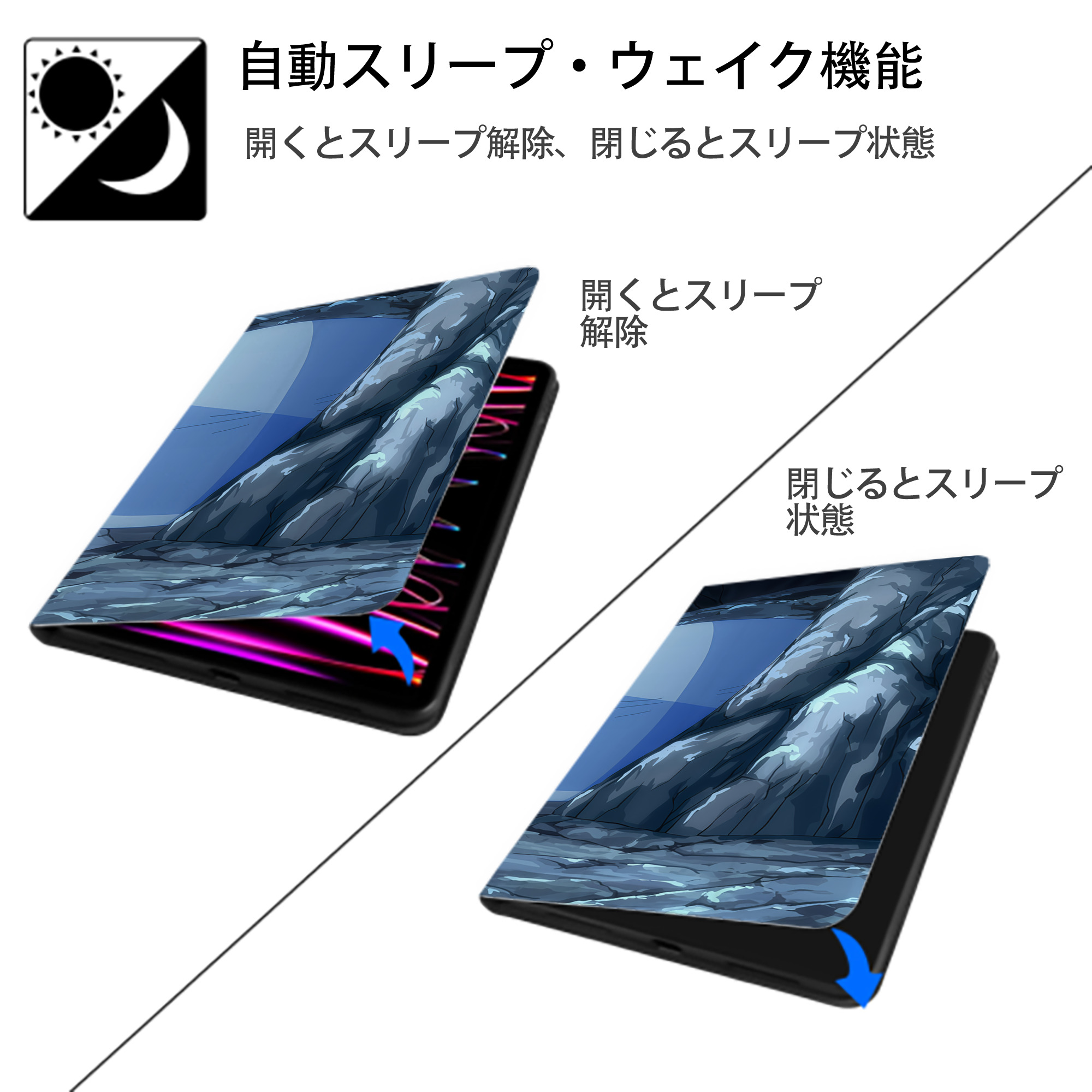転スラ Regarding Reincarnated to Slime IPadケース ペンホルダー付き ブックスタイルデザイン