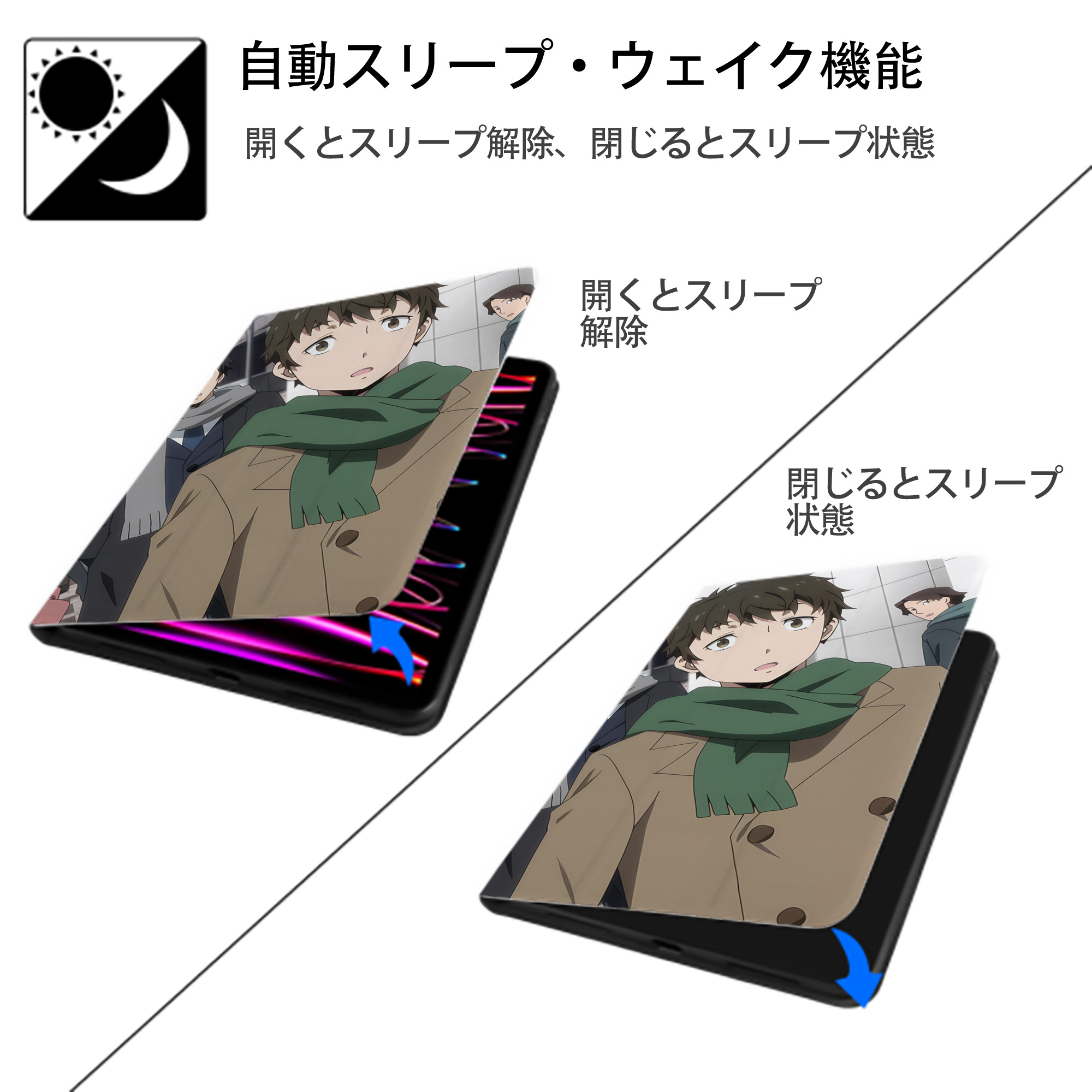 転スラ Regarding Reincarnated to Slime IPadケース ペンホルダー付き ブックスタイルデザイン