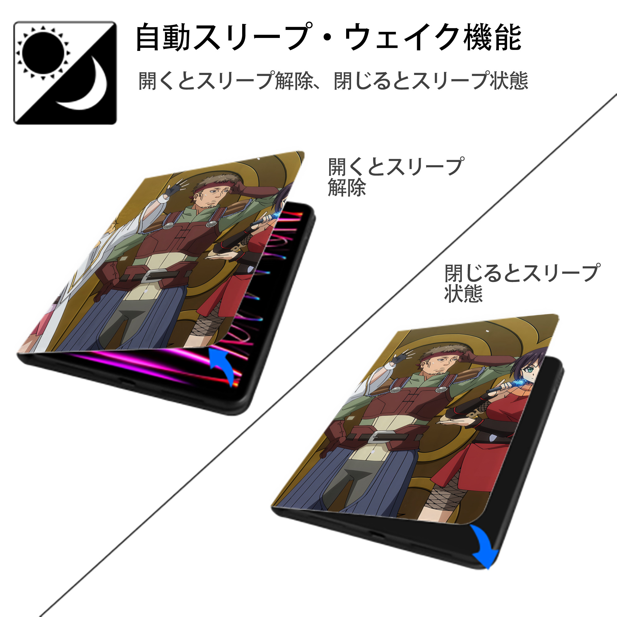 転スラ Regarding Reincarnated to Slime IPadケース ペンホルダー付き ブックスタイルデザイン